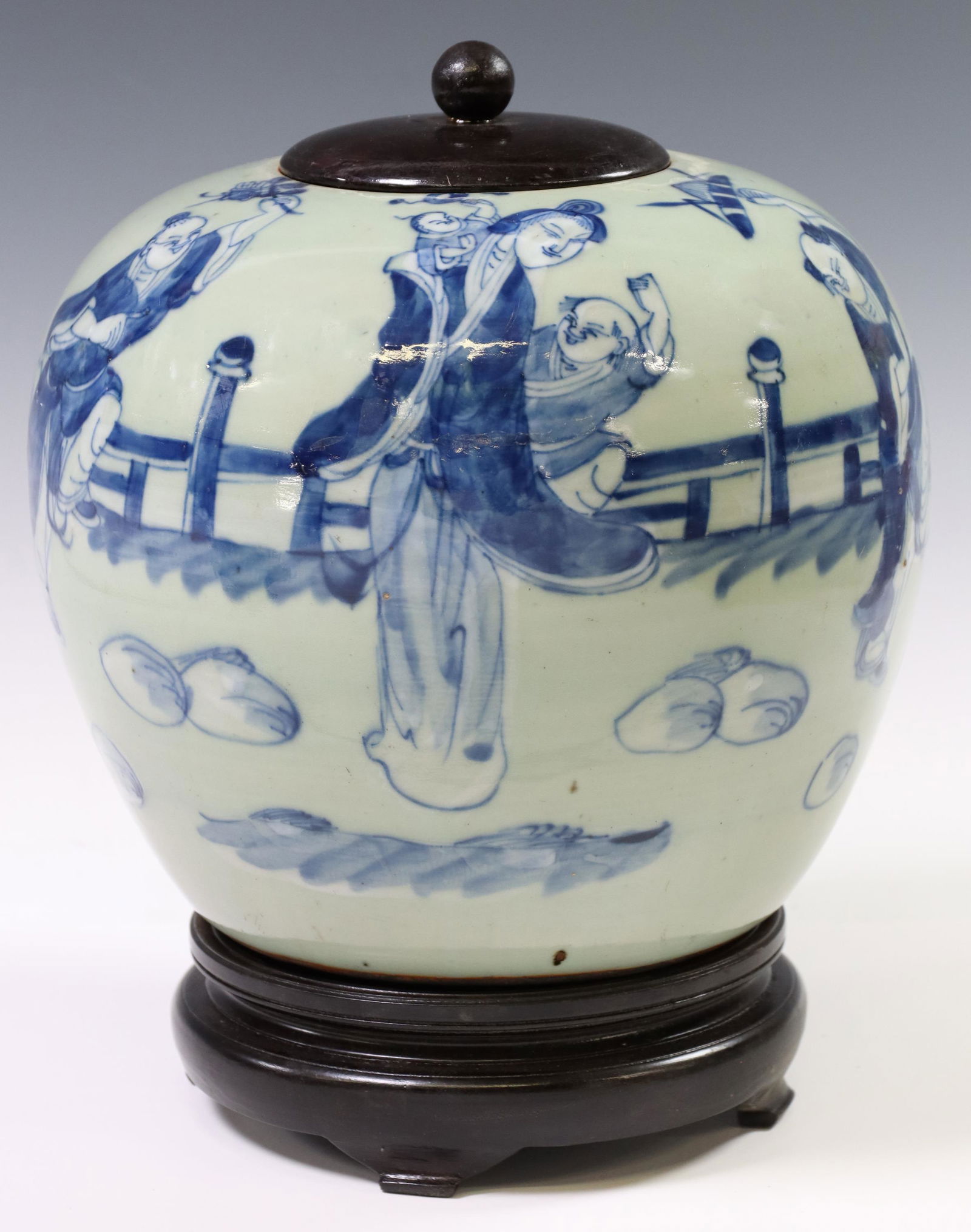 CHINESE BLUE & WHITE PORCELAIN FIGURAL MELON JAR (1 of 3)