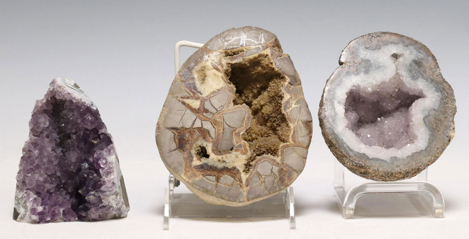 (3) GEOLOGICAL GEODES, AMETHYST & SEPTARIAN (1 of 2)