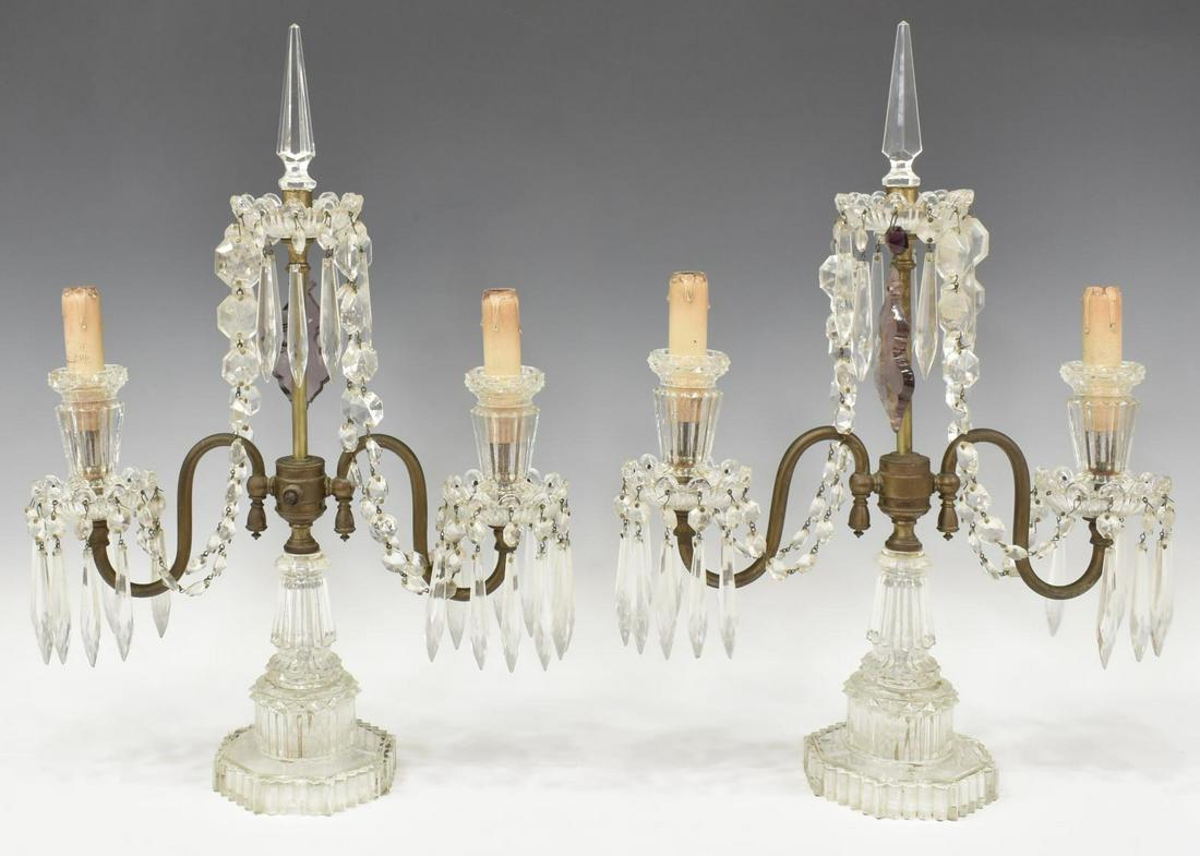 (2) CONTINENTAL CRYSTAL GIRANDOLE CANDELABRA (1 of 2)