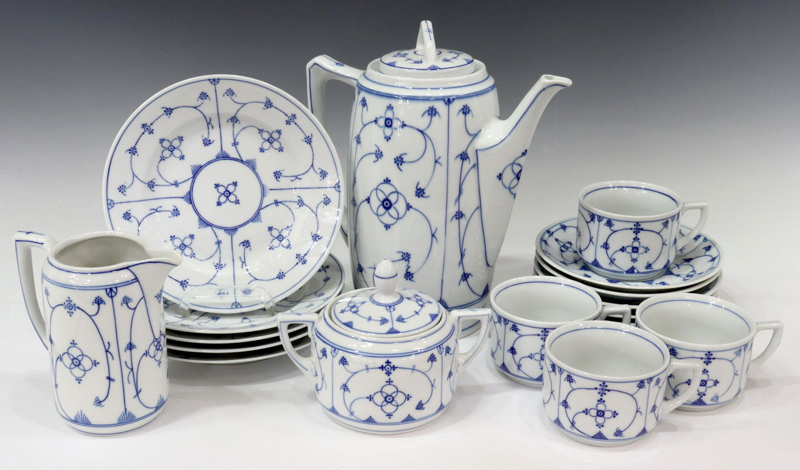 (18) GERMAN BLUE & WHITE PORCELAIN COFFEE SERVICE (1 of 5)