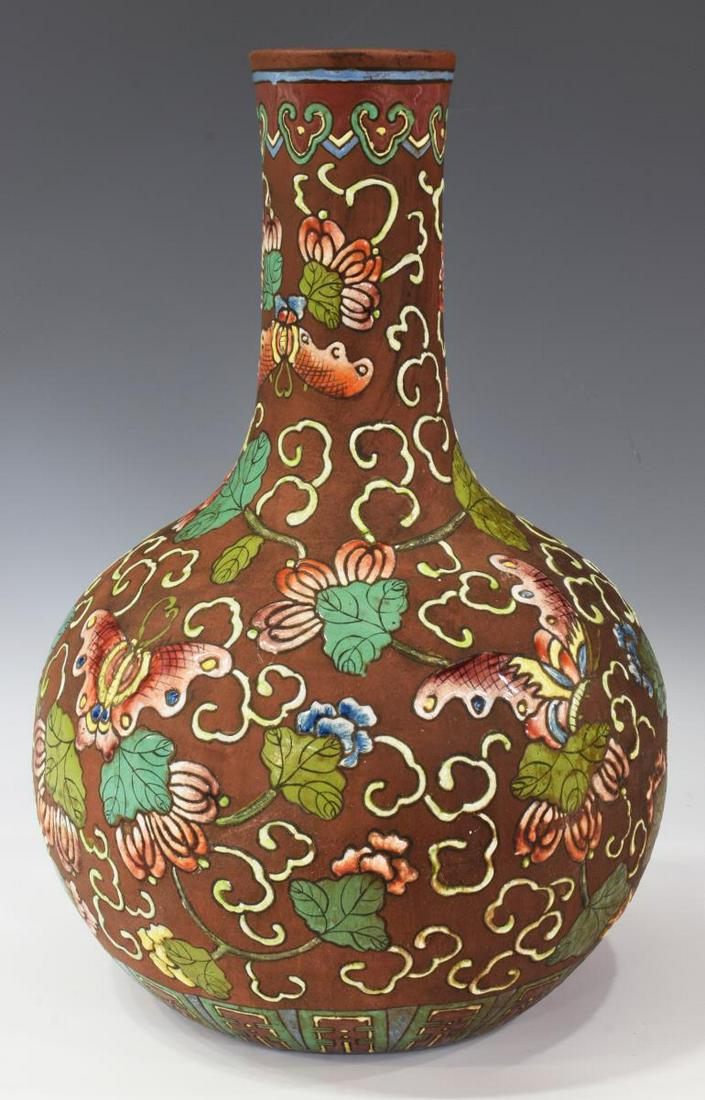 LARGE CHINESE YIXING POLYCHROME ENAMELED VASE (1 of 4)