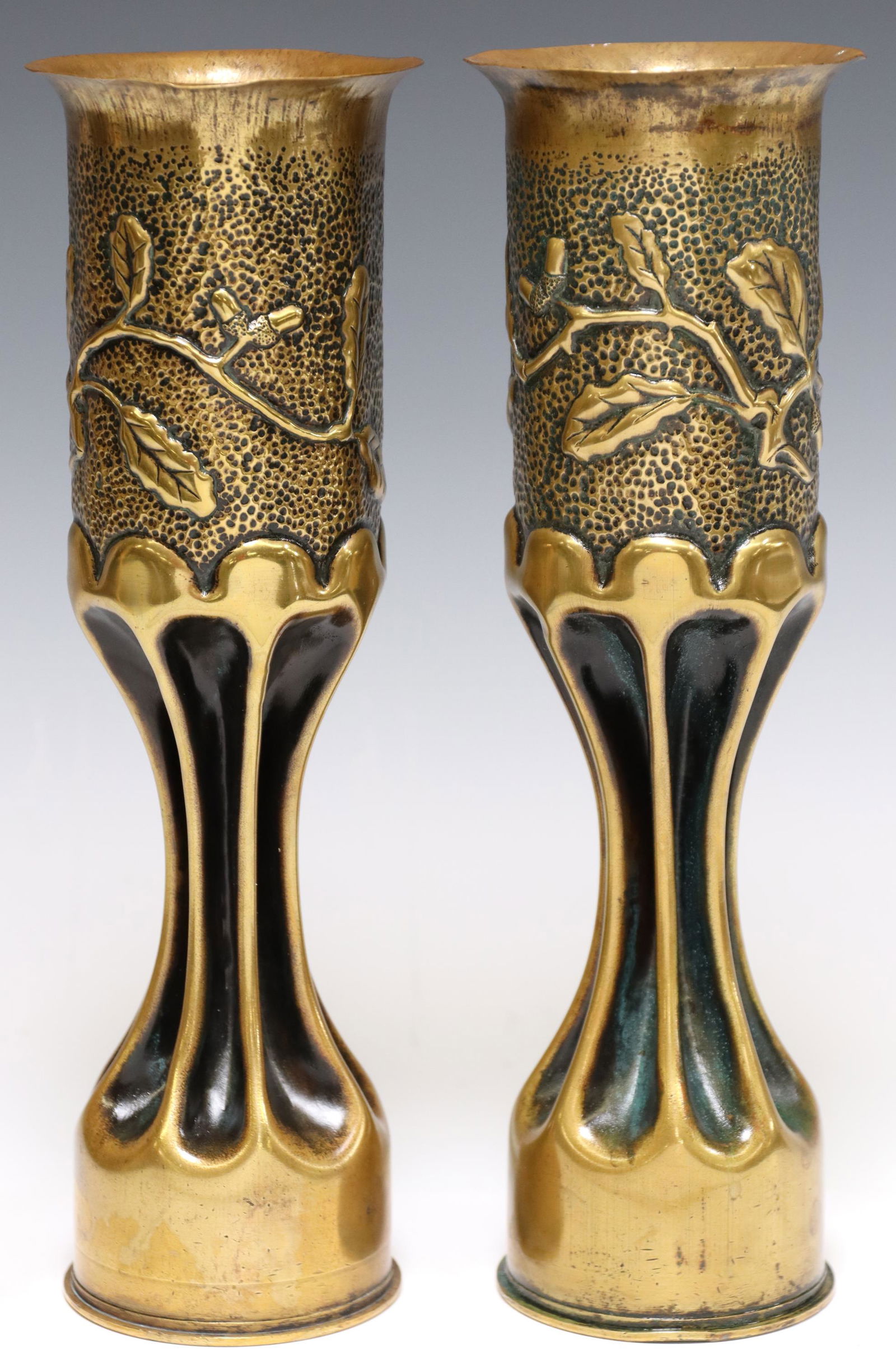 2) FRENCH WWI-ERA TRENCH ART ARTILLERY SHELL VASES (1 of 3)
