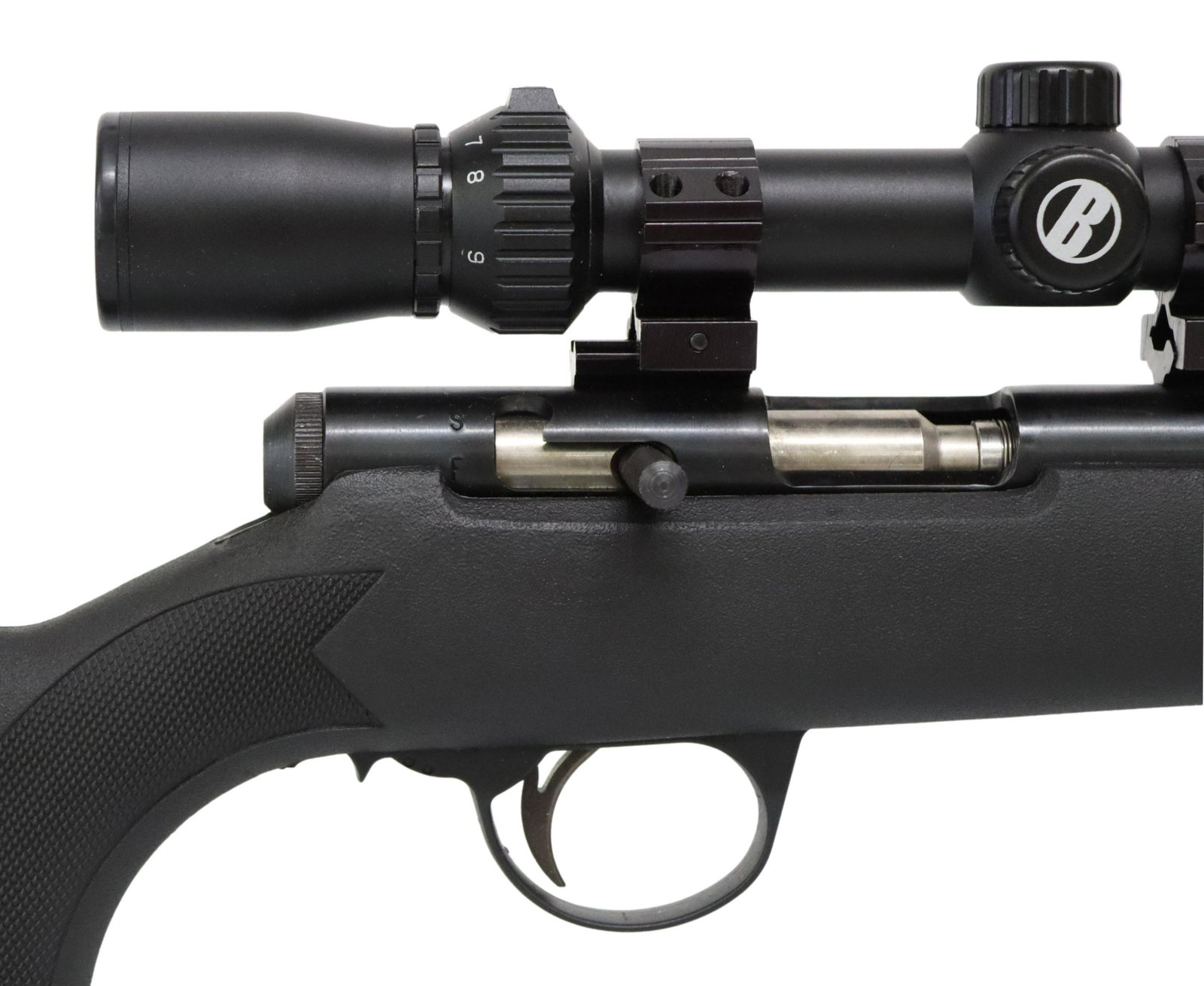 CVA STAG HORN MAGNUM 50 CAL BLACKPWDR RIFLE, SCOPE: CVA Connecticut Valley Arms Stag Horn Magnum rifle, Black Powder only, .50 caliber, 24" barrel, ramrod, fiber optic front sight and rear sight, mounted Bushnell 3 x 9 scope, checkered composite black 