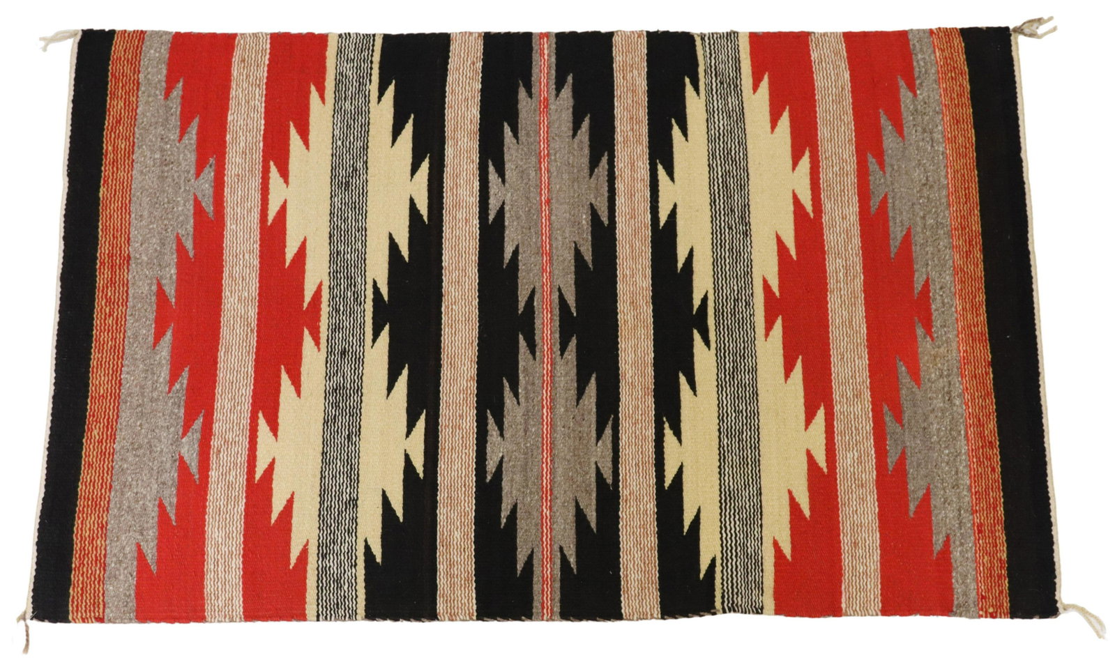 NAVAJO CRYSTAL REVIVAL WOOL RUG, 4'1" X 2'6": Native American Crystal Revival handspun wool rug, Navajo, New Mexico, c.1960s-1970s, some dye run, approx 4'1"l, 2'6"w Start Price: $150.00