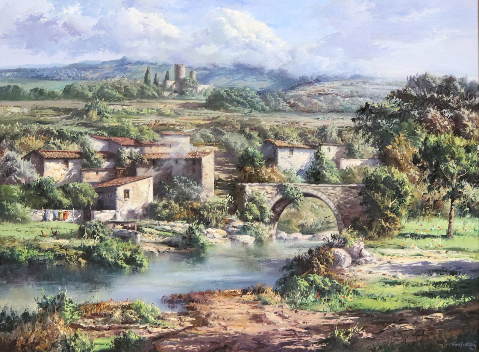 VILLAGE ON THE RIVER, 30"x40"