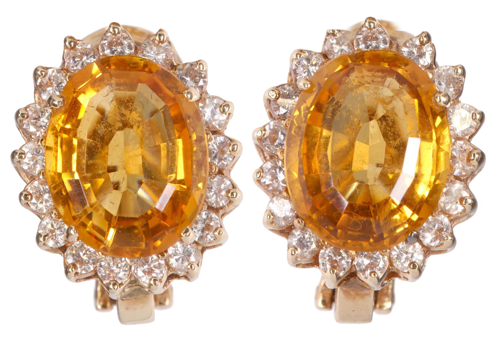 (2) ESTATE 14KT GOLD, CITRINE & DIAMOND EARRINGS (1 of 5)