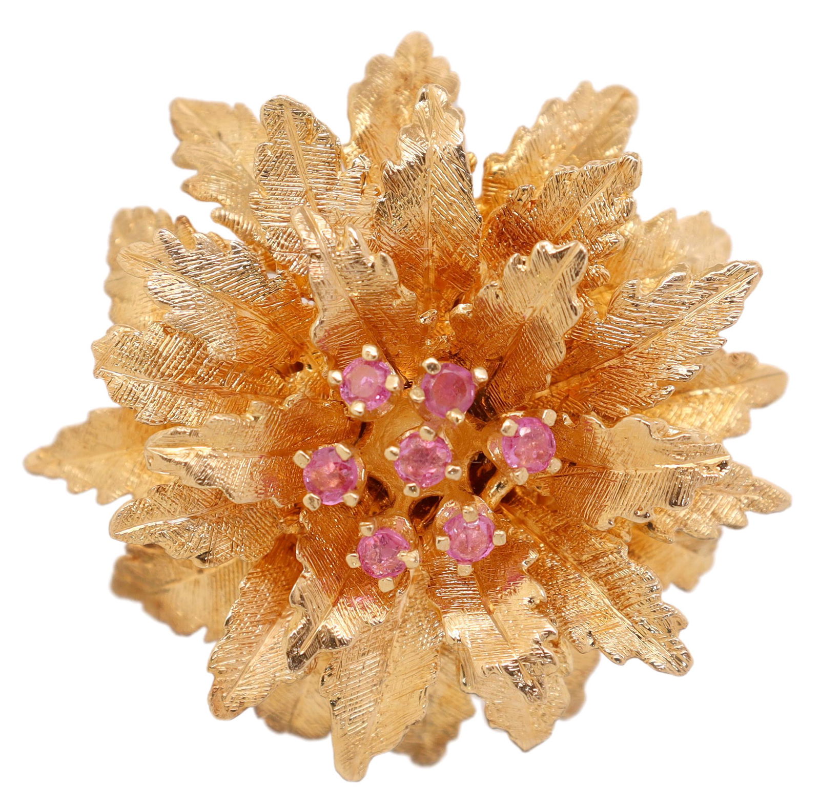 ESTATE 14KT YELLOW GOLD FLORIFORM BROOCH (1 of 2)