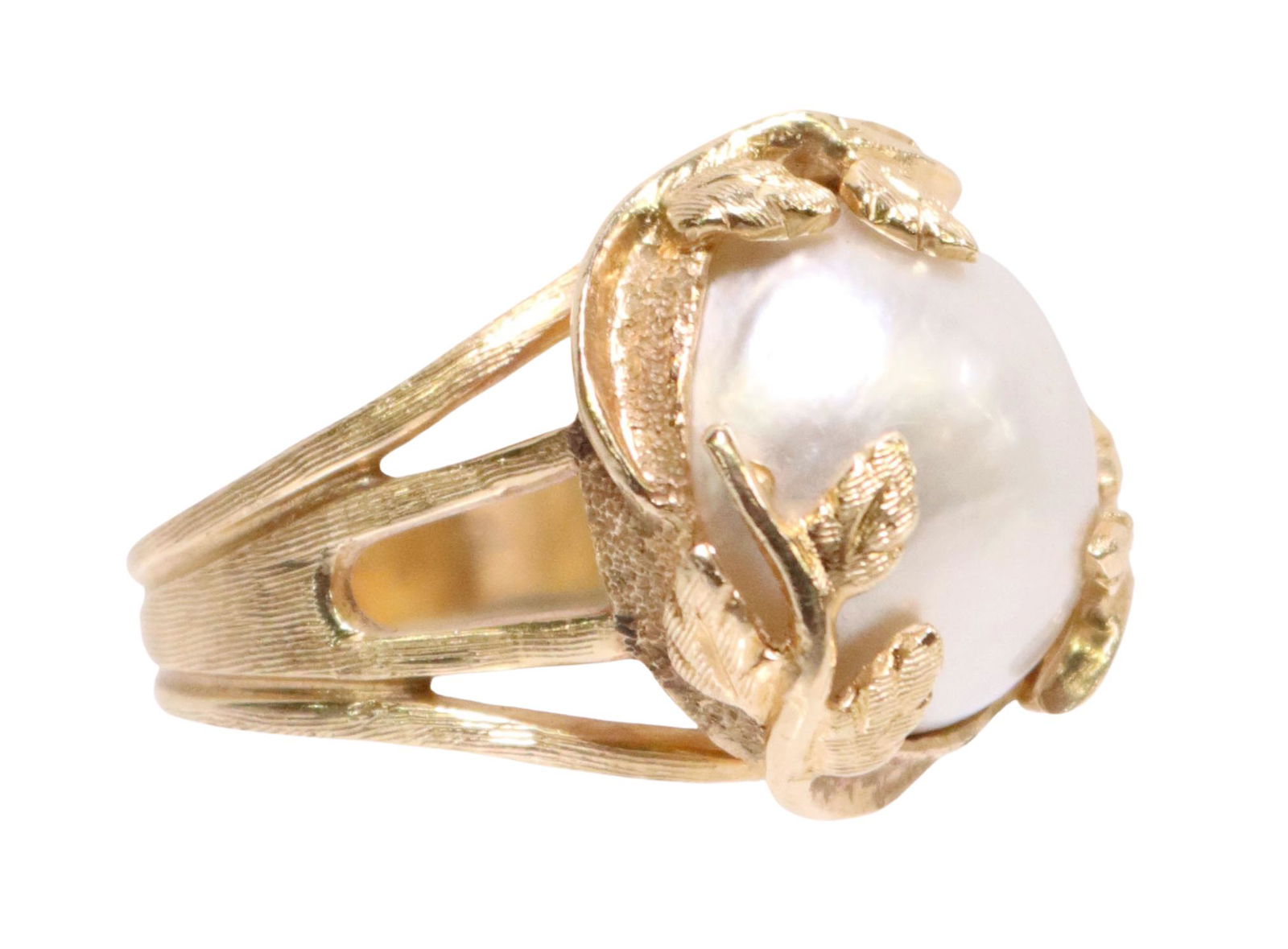 ESTATE 14KT GOLD & MABE PEARL NATURALISTIC RING (1 of 5)