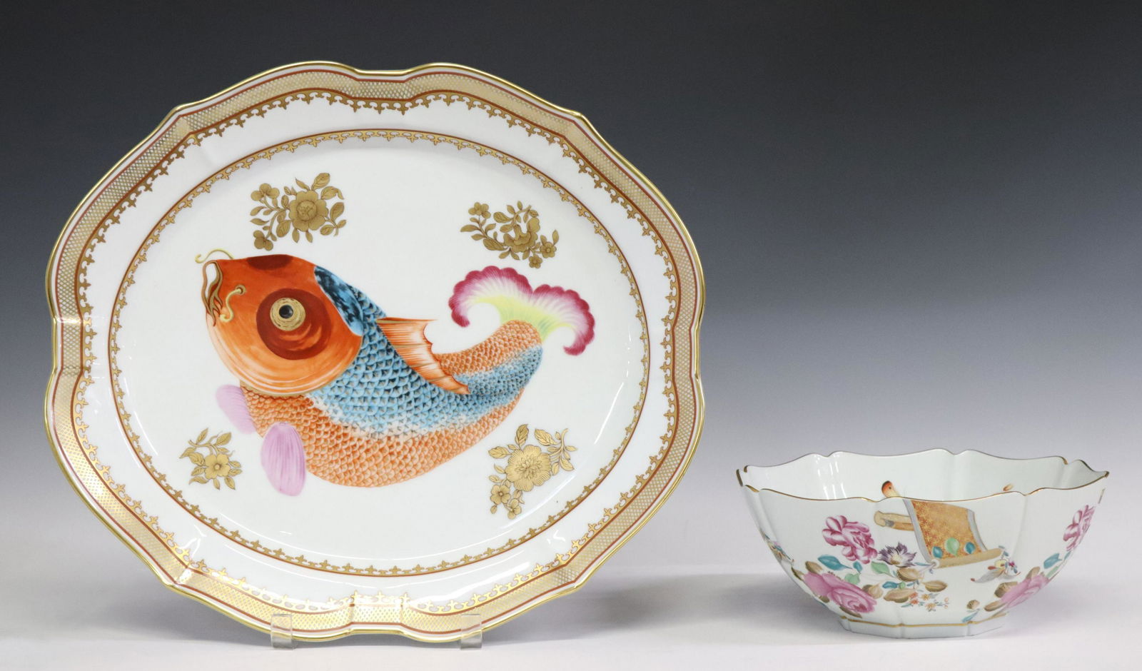 (2) MOTTAHEDEH HAND-PAINTED PORCELAIN TRAY & BOWL (1 of 8)