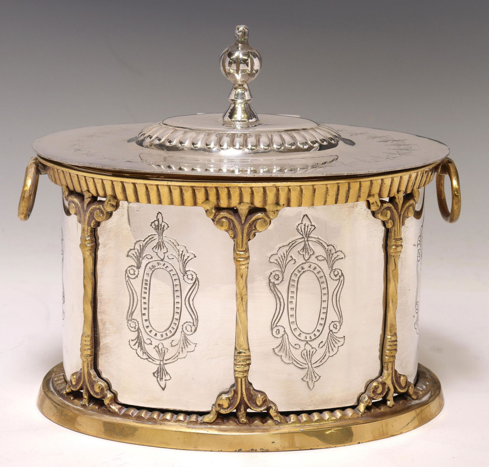 SILVERPLATE & GILT METAL BISCUIT BARREL (1 of 5)