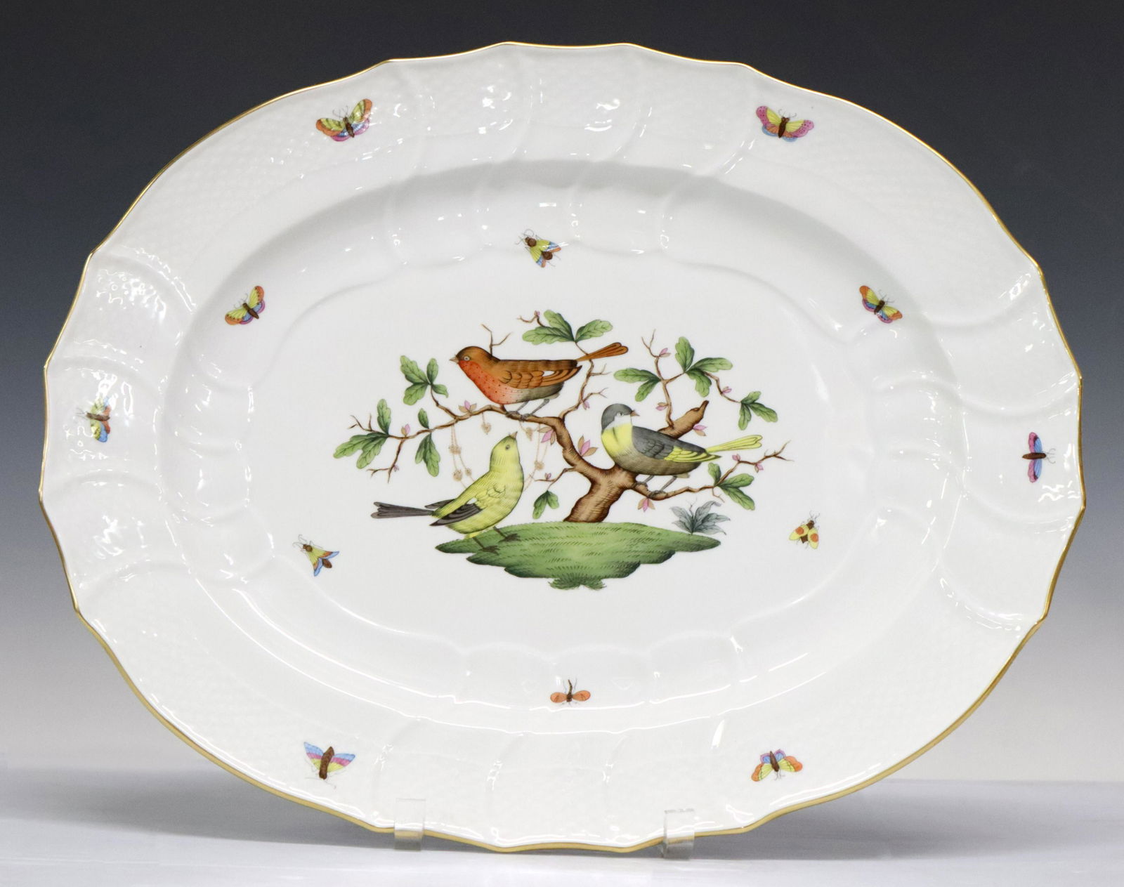 HEREND 'ROTHSCHILD BIRD' OVAL SERVING PLATTER (1 of 4)