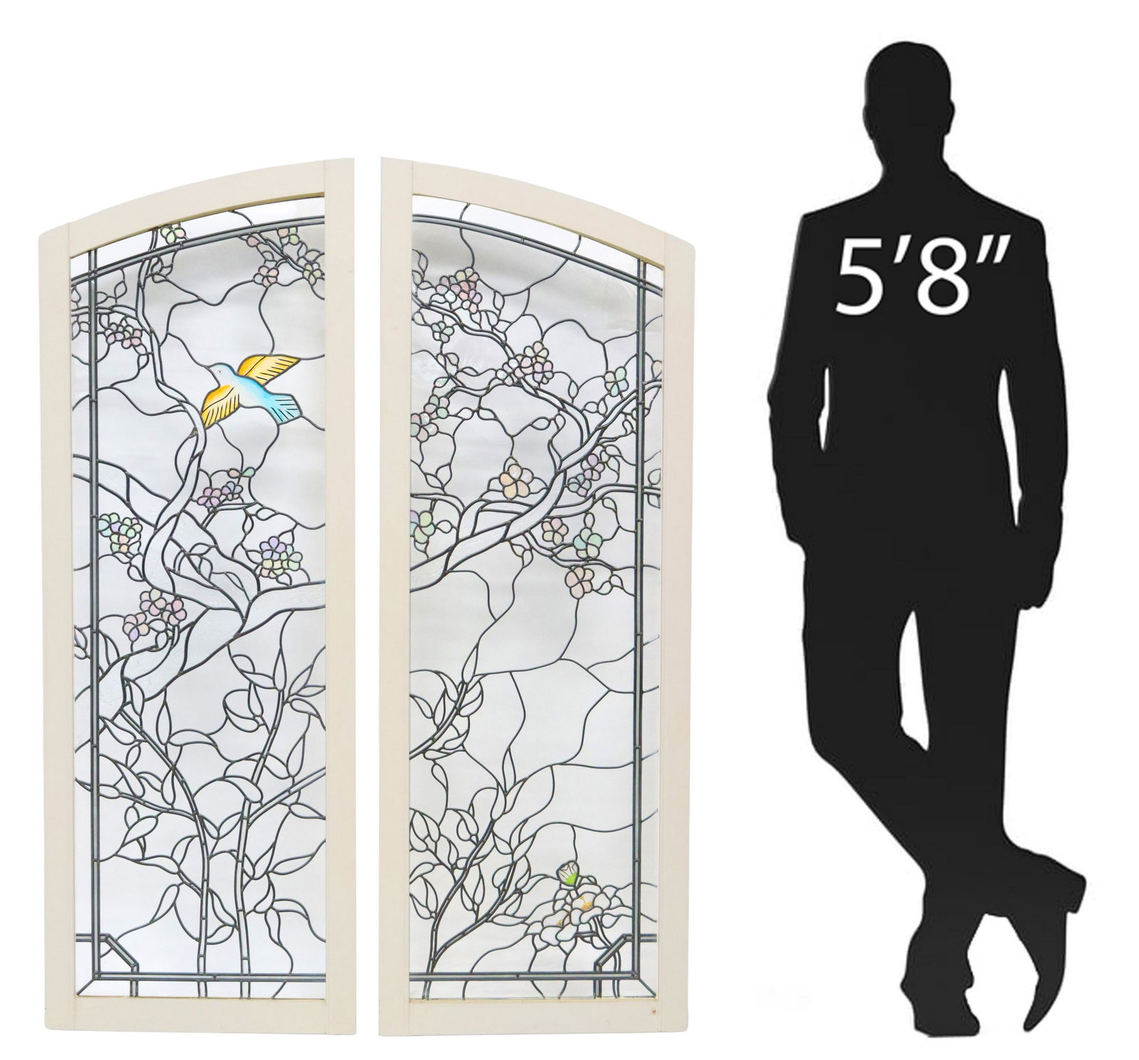 (2) FRAMED STAINED & LEADED GLASS WINDOWS, 57.25"H (1 of 4)