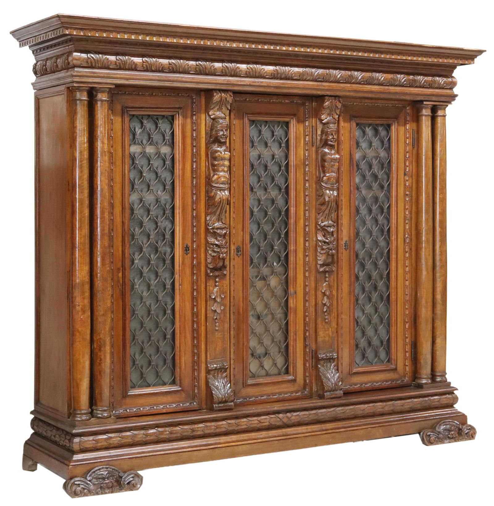 ITALIAN RENAISSANCE REVIVAL CARVED WALNUT BOOKCASE (1 of 6)