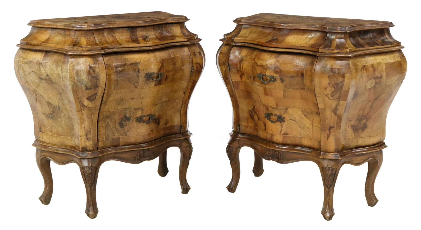 (2) VENETIAN PATCHWORK BOMBE BEDSIDE CABINETS (1 of 6)