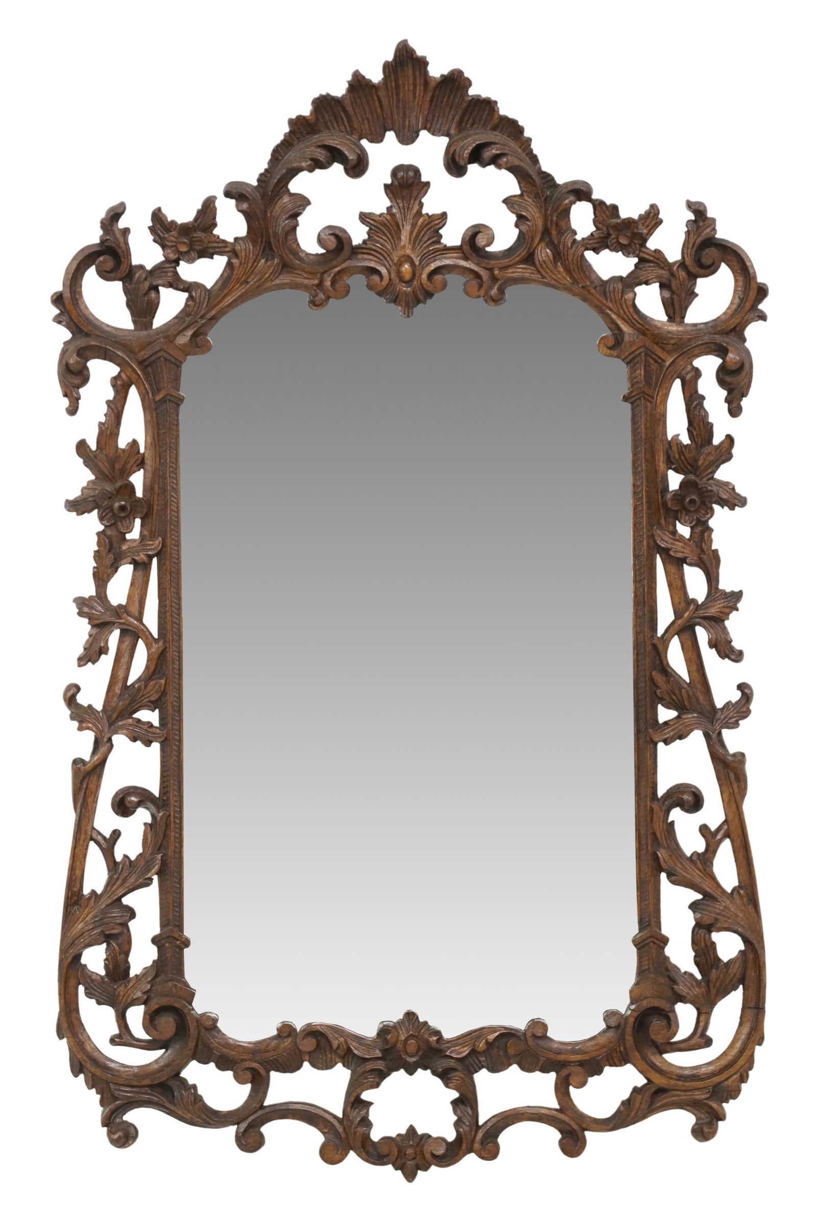 ITALIAN LOUIS XV STYLE CARVED WALNUT MIRROR (1 of 3)