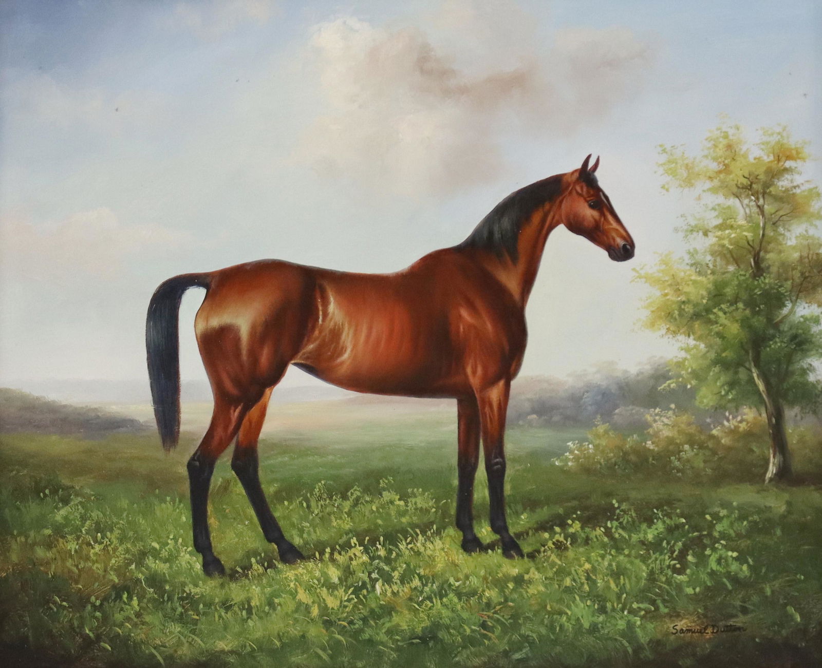 SIGNED SAMUEL DUTTON EQUESTRIAN OIL PAINTING (1 of 4)