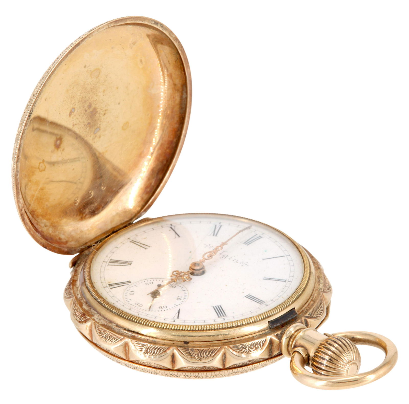 LADY'S ELGIN 14KT FANCY HUNTER CASE POCKET WATCH (1 of 8)