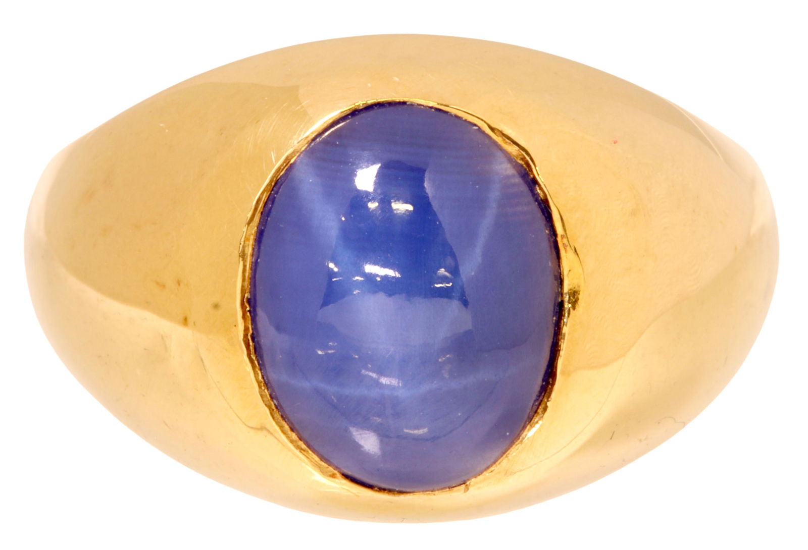ESTATE GENTS 18KT GOLD & 4.30CT STAR SAPPHIRE RING (1 of 5)