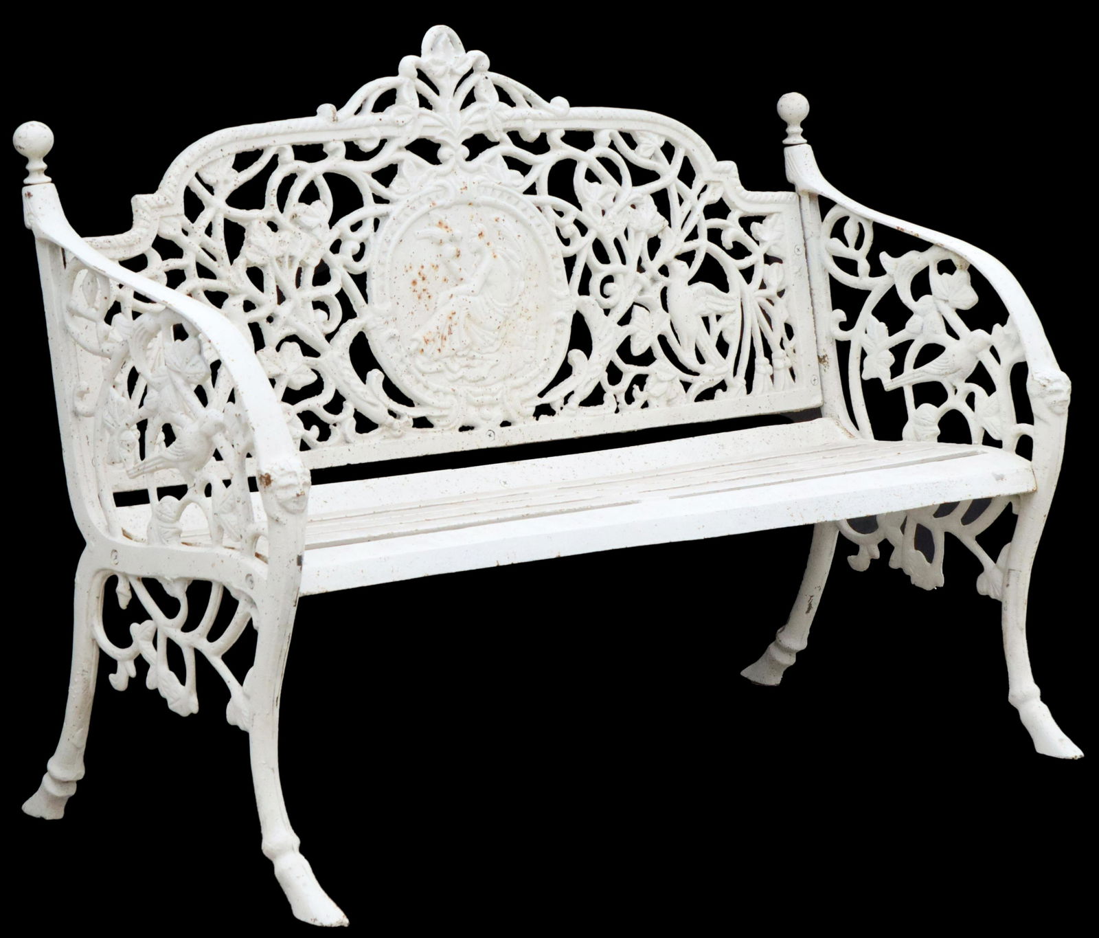 CLASSICAL IVY & BIRDS CAST IRON GARDEN BENCH (1 of 3)