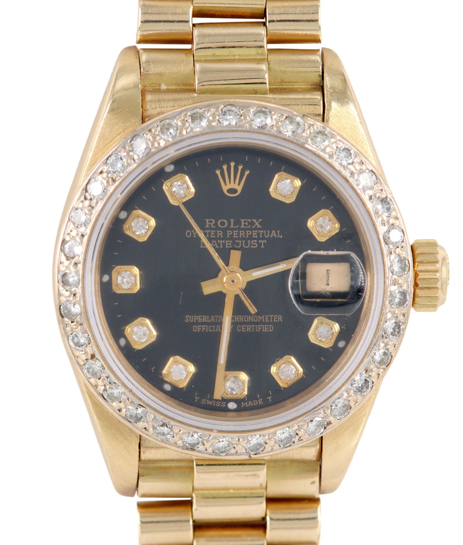 ESTATE ROLEX LADY-DATEJUST 18K GOLD DIAMOND WATCH (1 of 4)