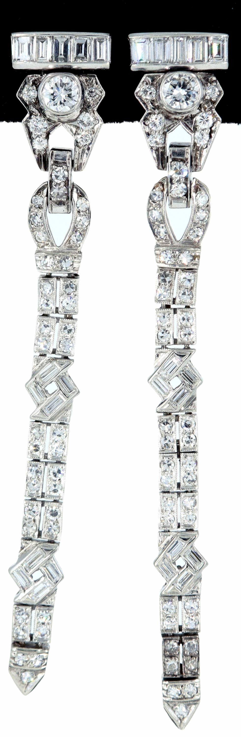 (2) ART DECO 14KT WG & 2.20CTTW DIAMOND EARRINGS (1 of 4)