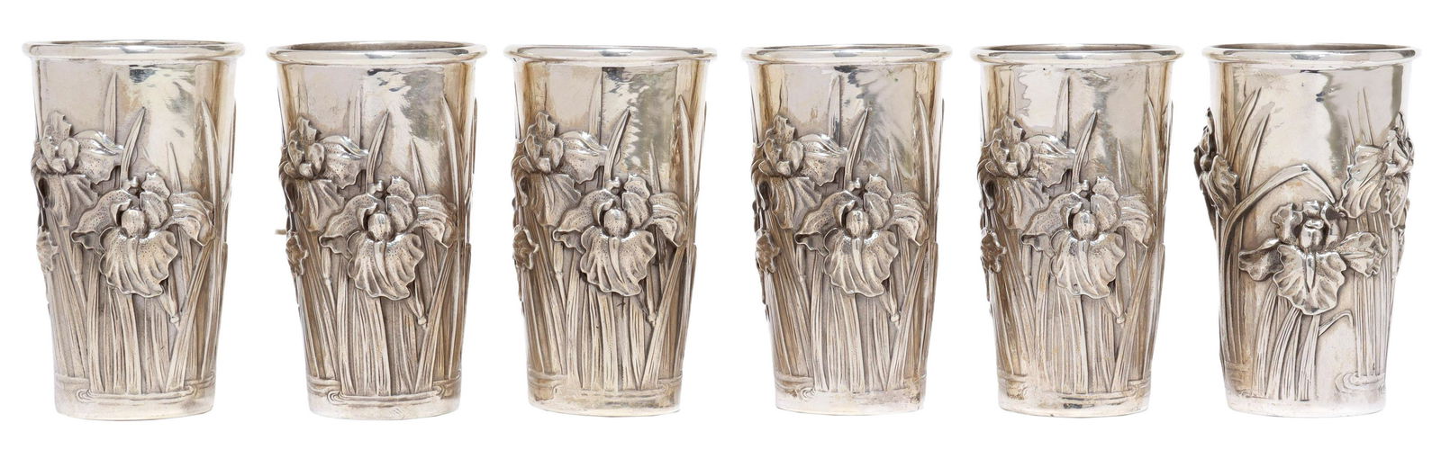 (6) ARTHUR & BOND YOKOHAMA STERLING IRIS SAKE CUPS (1 of 3)