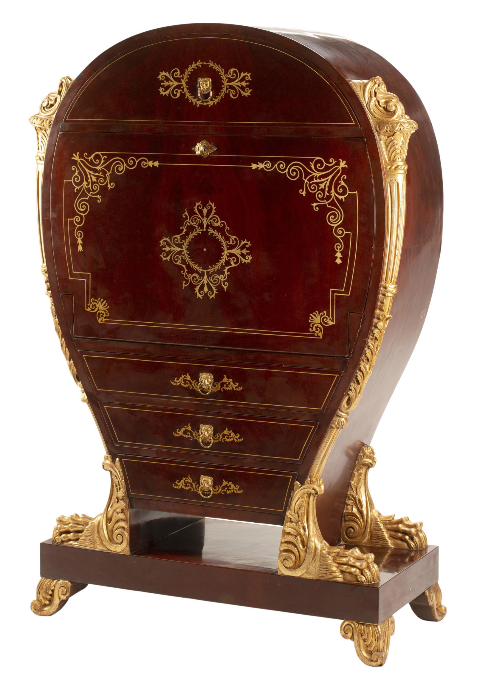 BALTIC STYLE GILT MAHOGANY FALL FRONT SECRETARY (1 of 5)