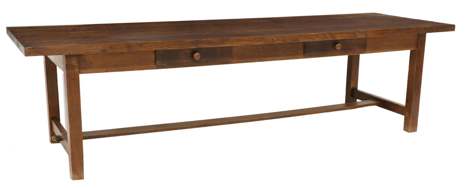 FRENCH PROVINCIAL OAK FARMHOUSE TABLE, 110"L (1 of 5)