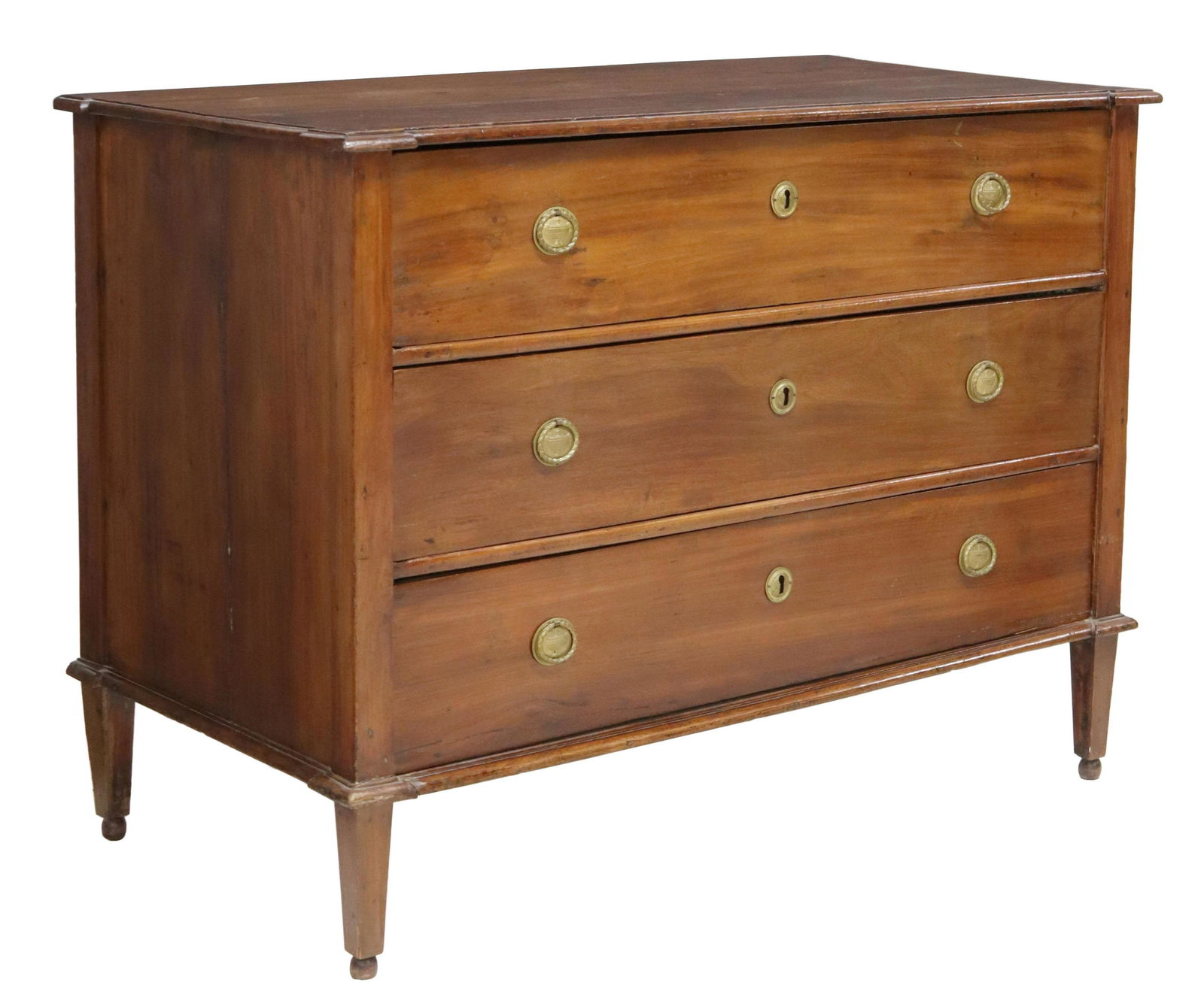 ITALIAN WALNUT THREE-DRAWER COMMODE, 18TH/ 19TH C. (1 of 5)