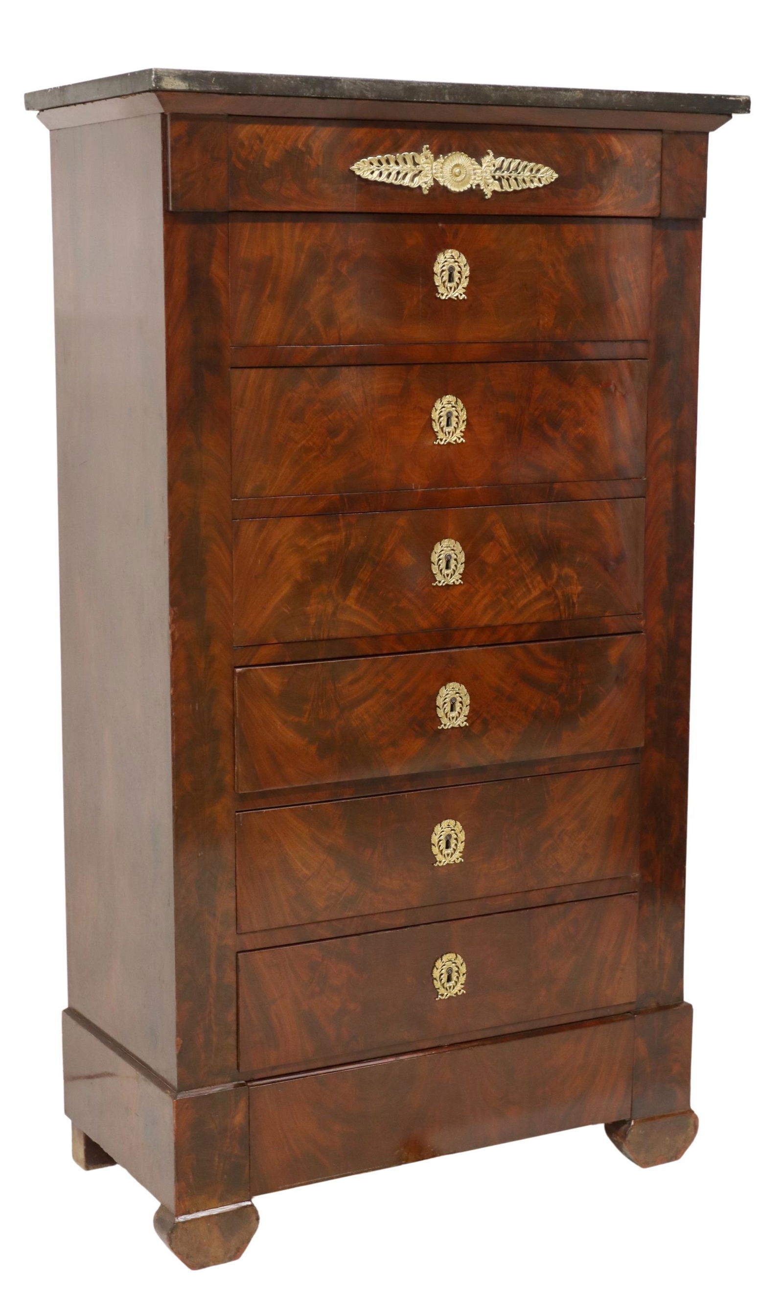 FRENCH EMPIRE STYLE MAHOGANY SEMAINIER CHEST (1 of 5)