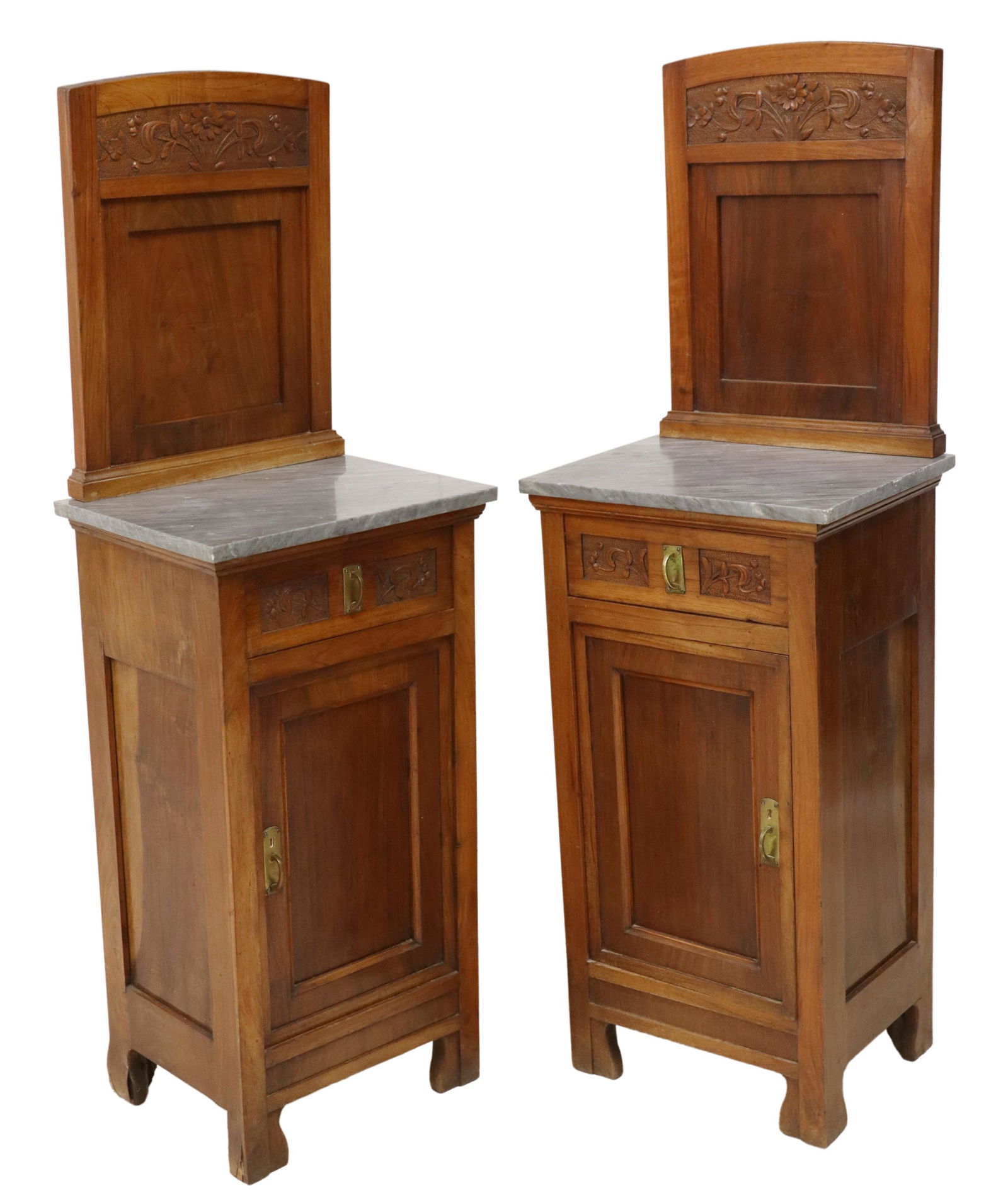 (2) ITALIAN ART NOUVEAU MARBLE-TOP NIGHTSTANDS (1 of 6)