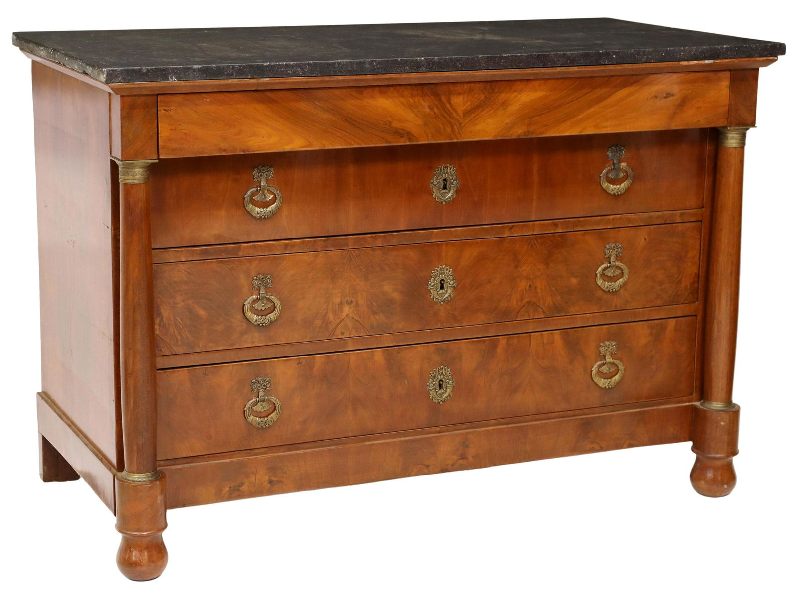 FRENCH EMPIRE STYLE MARBLE-TOP MAHOGANY COMMODE (1 of 5)