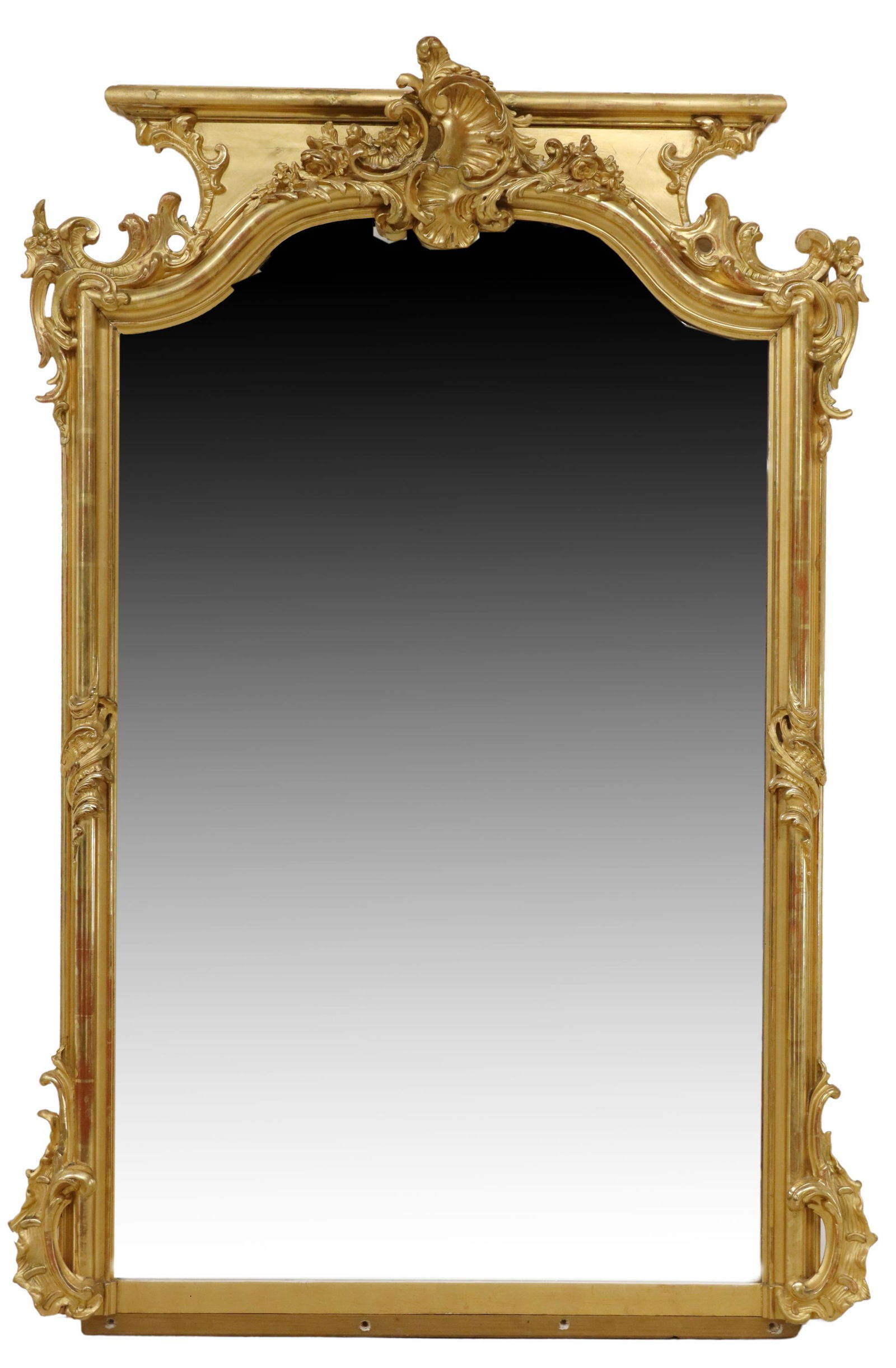 EXCEPTIONAL LOUIS XV STYLE GILTWOOD MIRROR, 61.5"H (1 of 3)