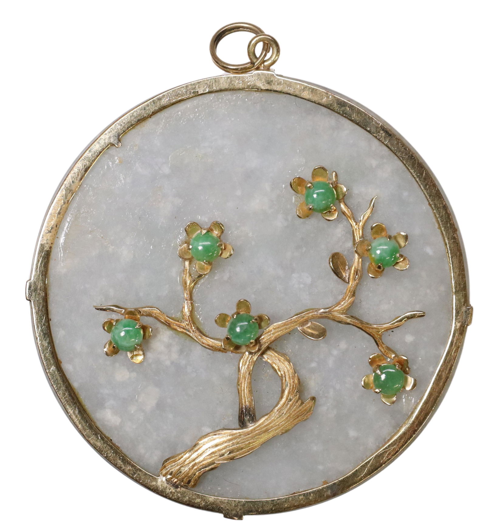 ESTATE CHINESE 14KT GOLD & STONE PENDANT (1 of 2)