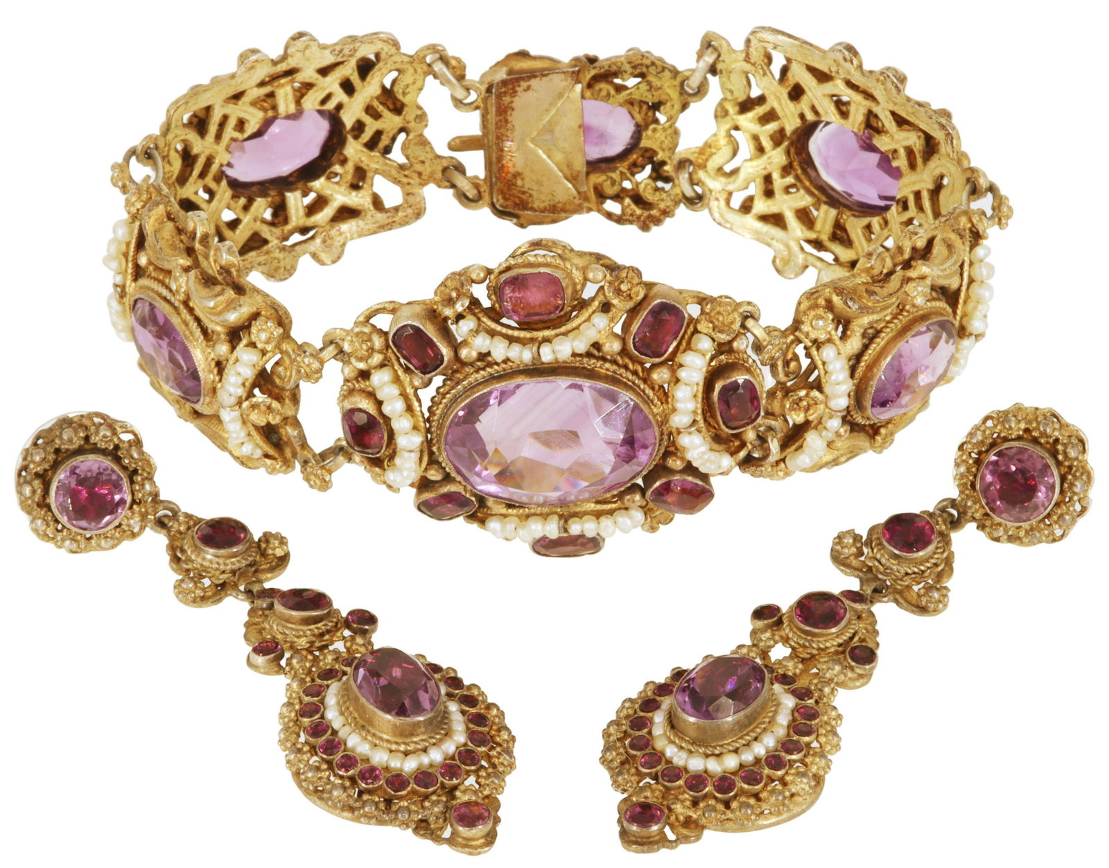(3) AUSTRO-HUNGARIAN 800 SILVER & AMETHYST JEWELRY (1 of 7)