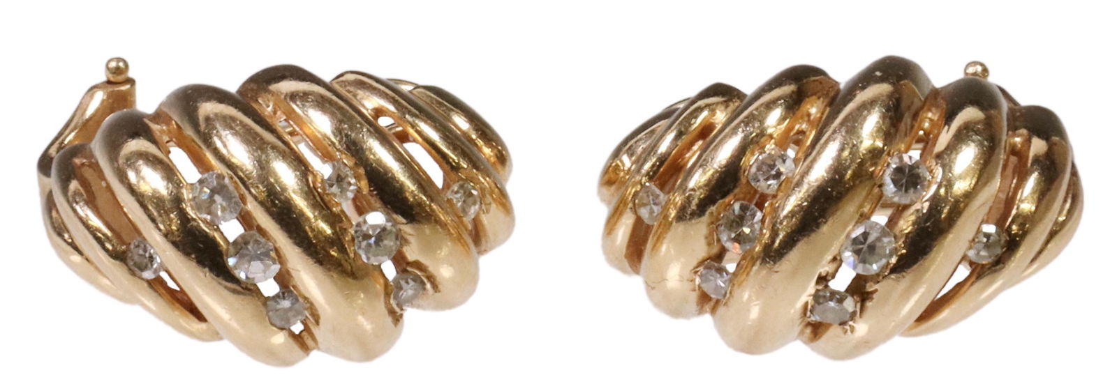 (PR) ESTATE 14KT YELLOW GOLD & DIAMOND EARRINGS (1 of 3)