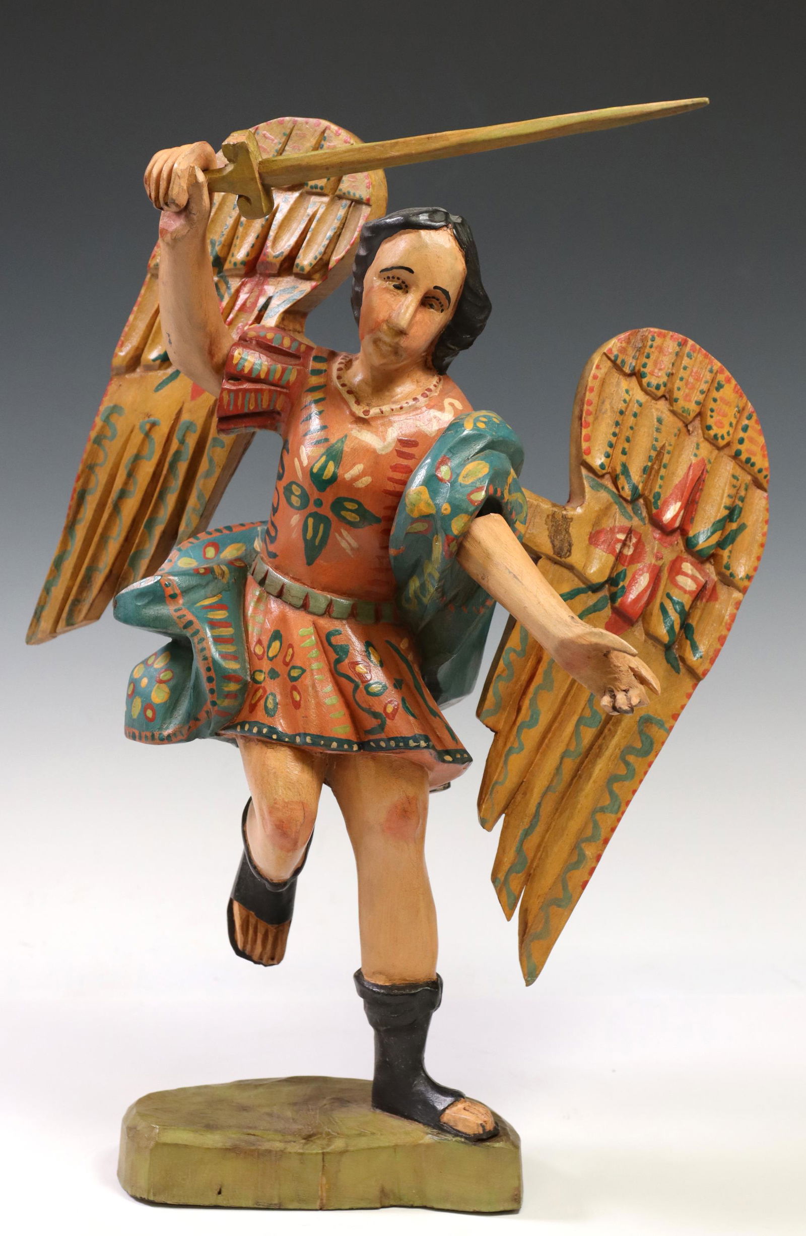 CARVED & PAINTED WOOD SANTO SAN MIGUEL ARCANGEL (1 of 4)