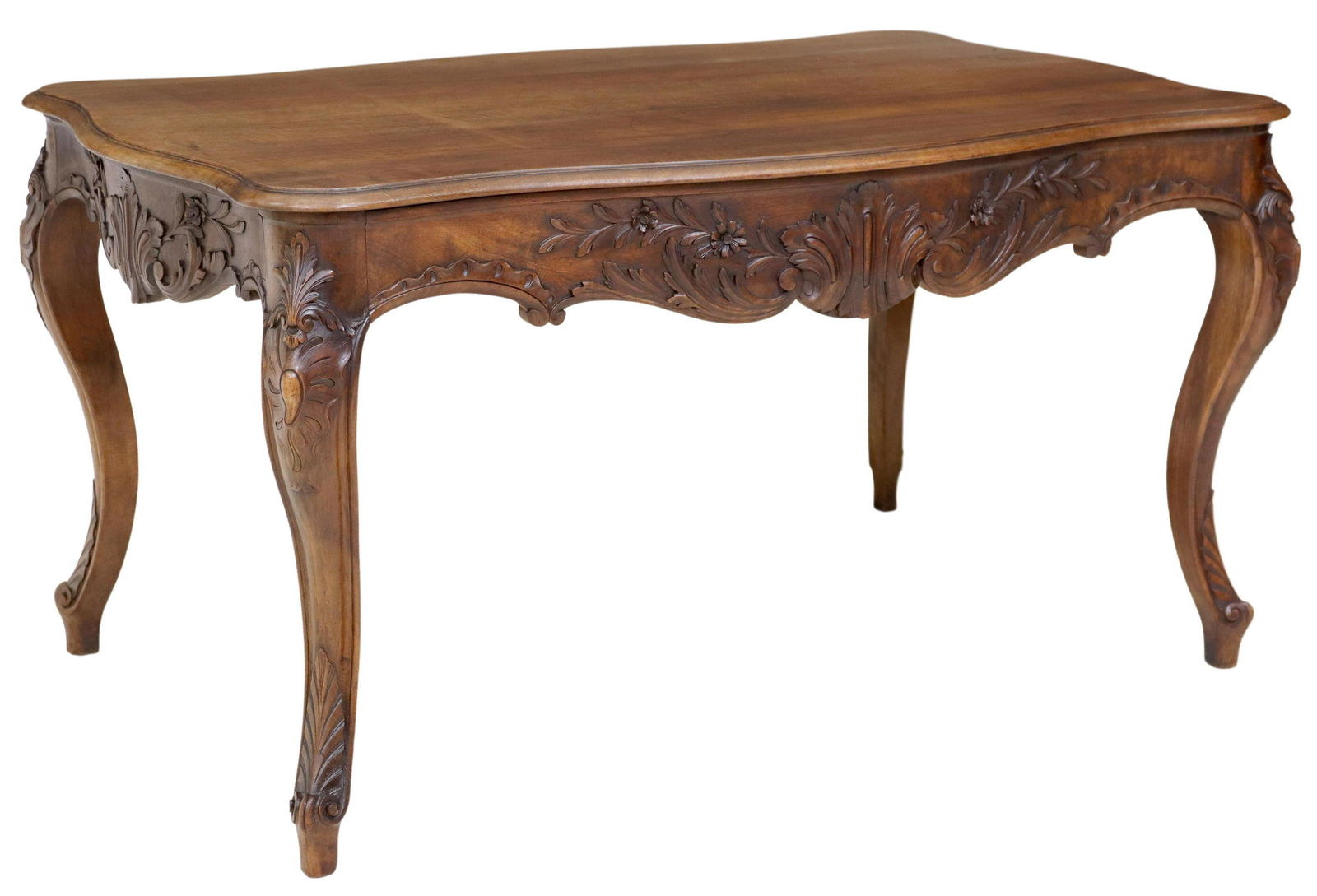 FRENCH LOUIS XV STYLE CARVED WALNUT TABLE (1 of 4)