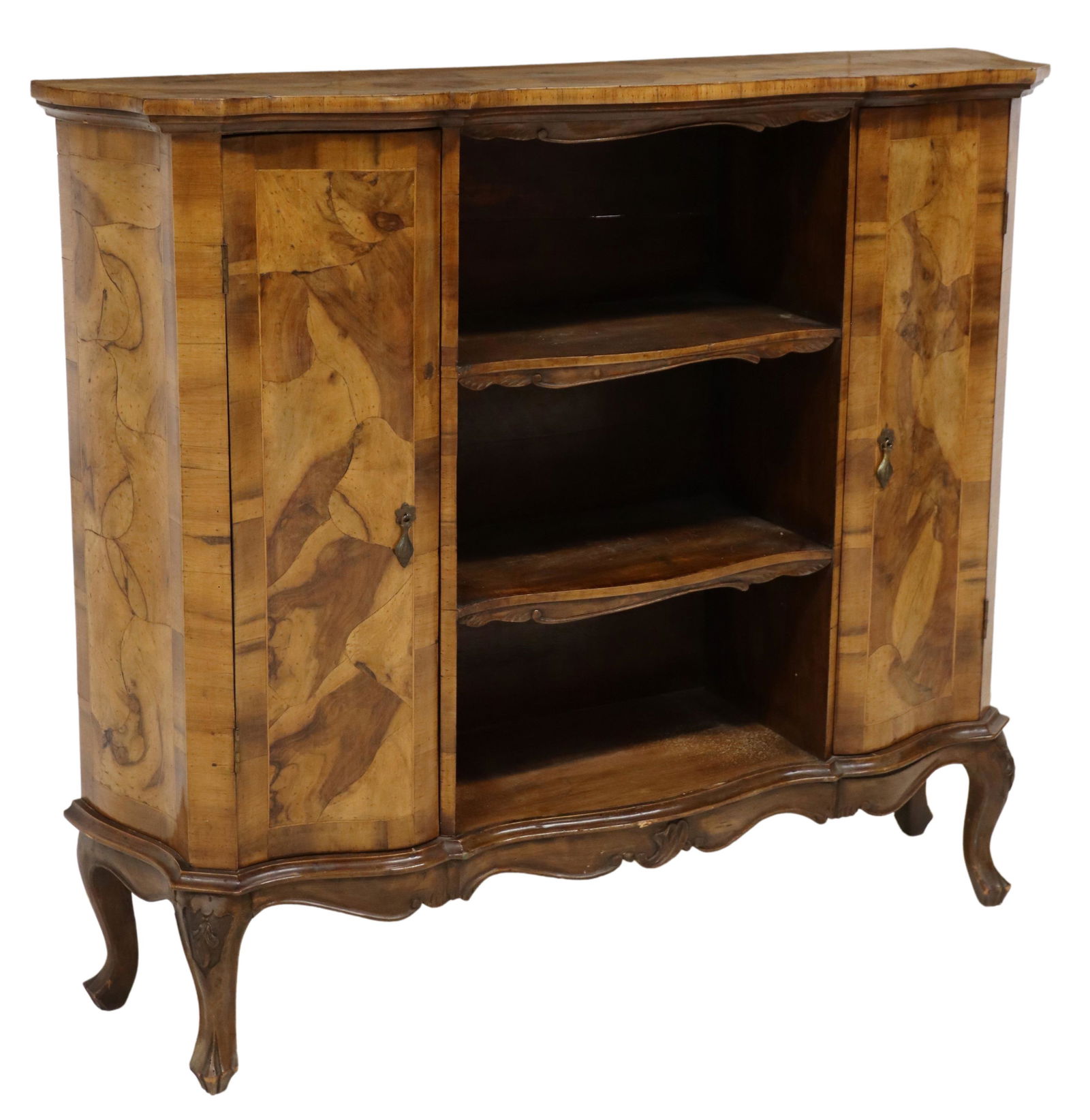 VENETIAN FIGURED PATCHWORK OPEN BOOKCASE (1 of 5)
