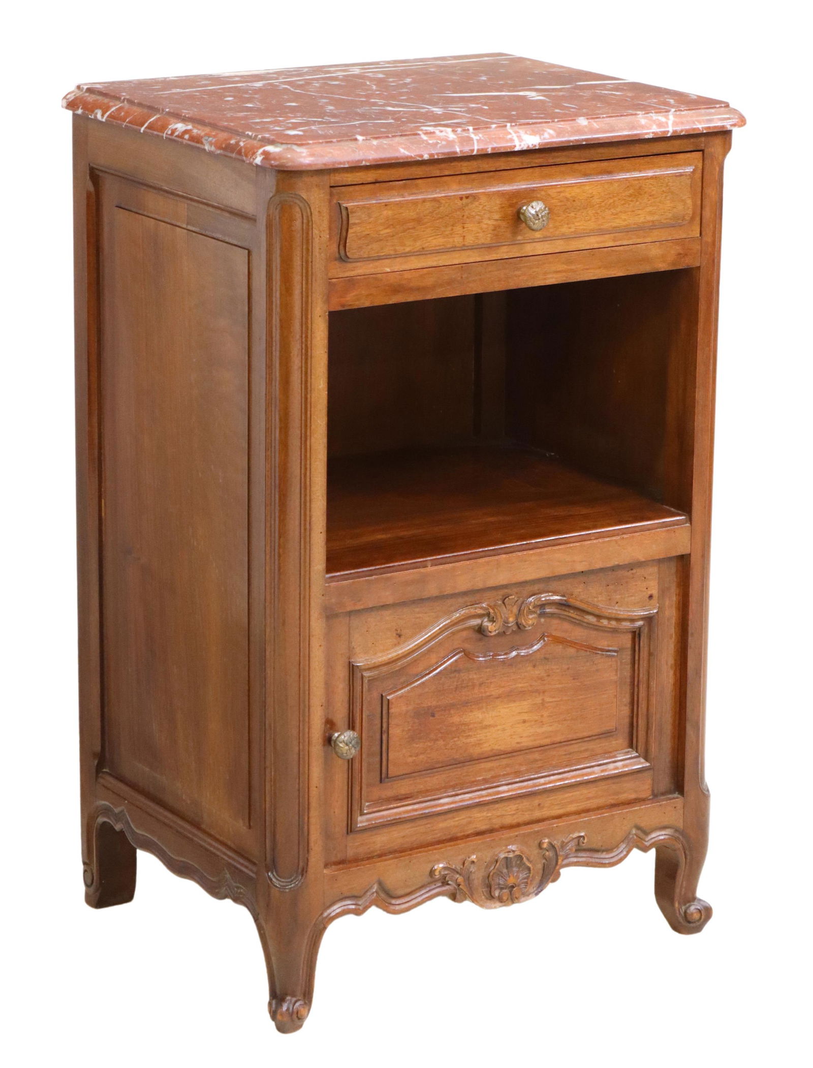 FRENCH LOUIS XV STYLE MARBLE-TOP NIGHTSTAND (1 of 6)