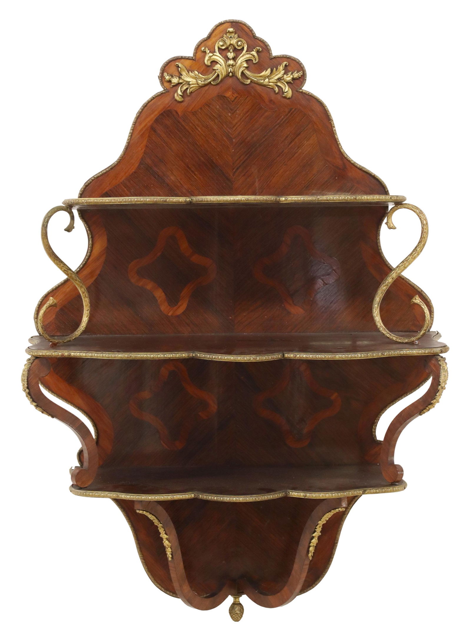 LOUIS XV STYLE MATCHED VENEER WALL-MOUNTED ETAGERE (1 of 3)