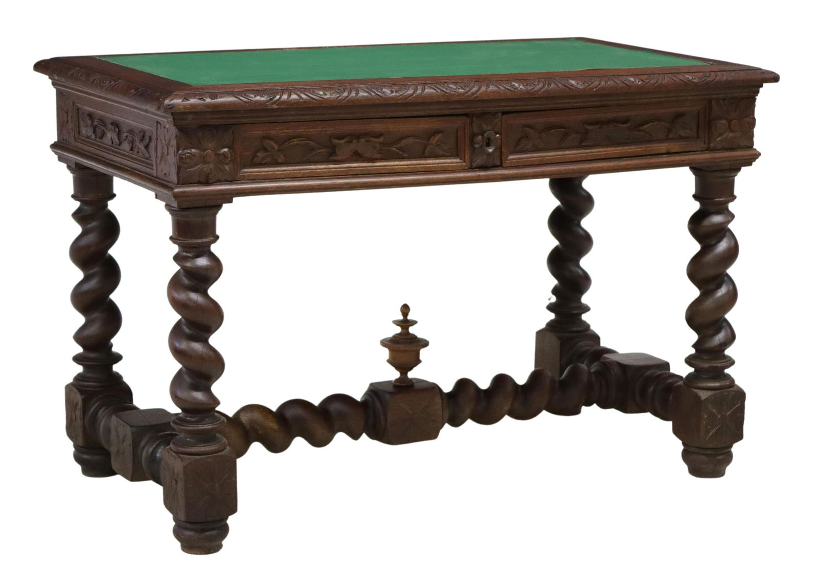 FRENCH HENRI II STYLE CARVED OAK WRITING TABLE (1 of 5)