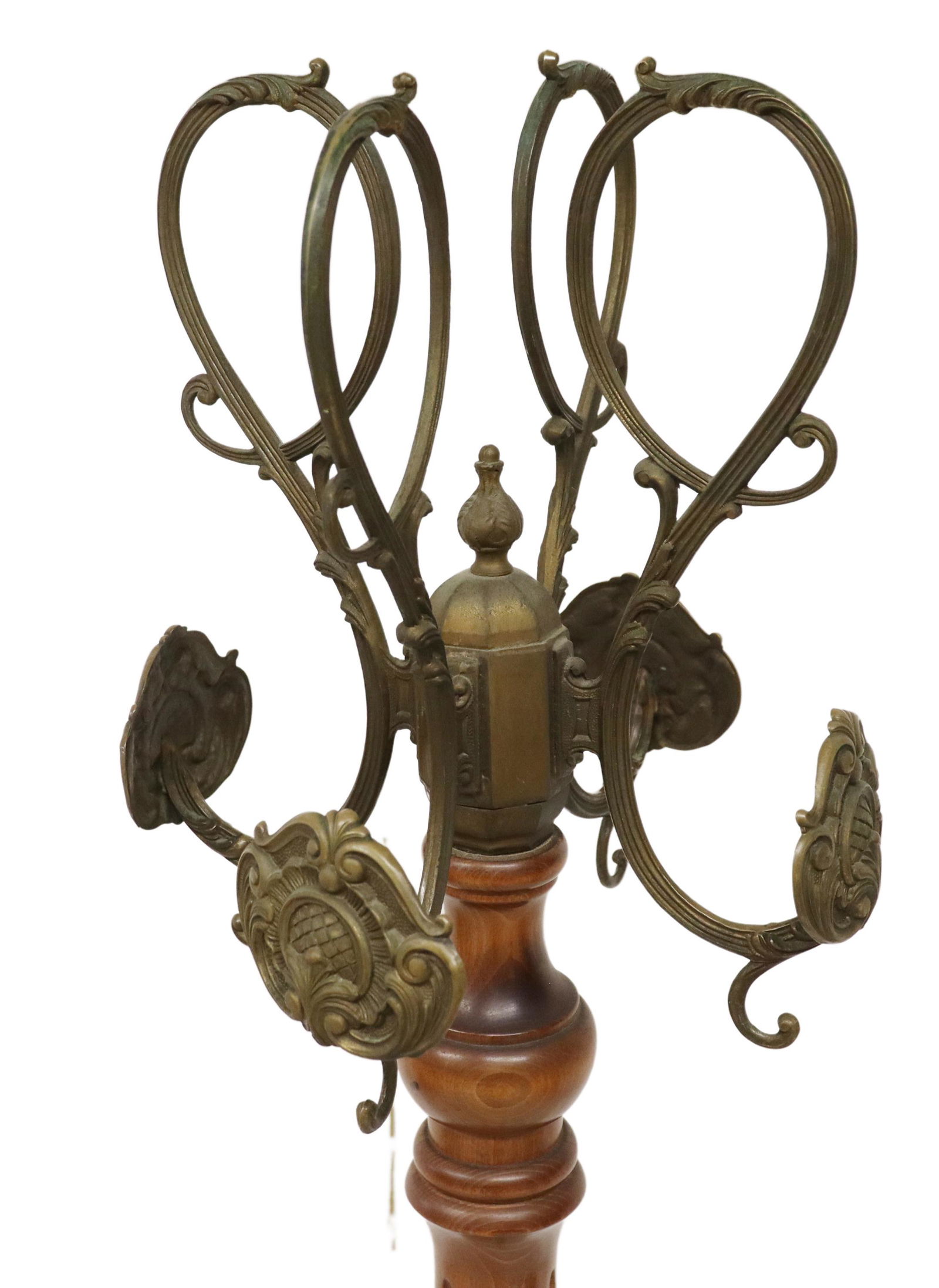 ITALIAN PATINATED METAL & TURNED WOOD HALL TREE (1 of 3)