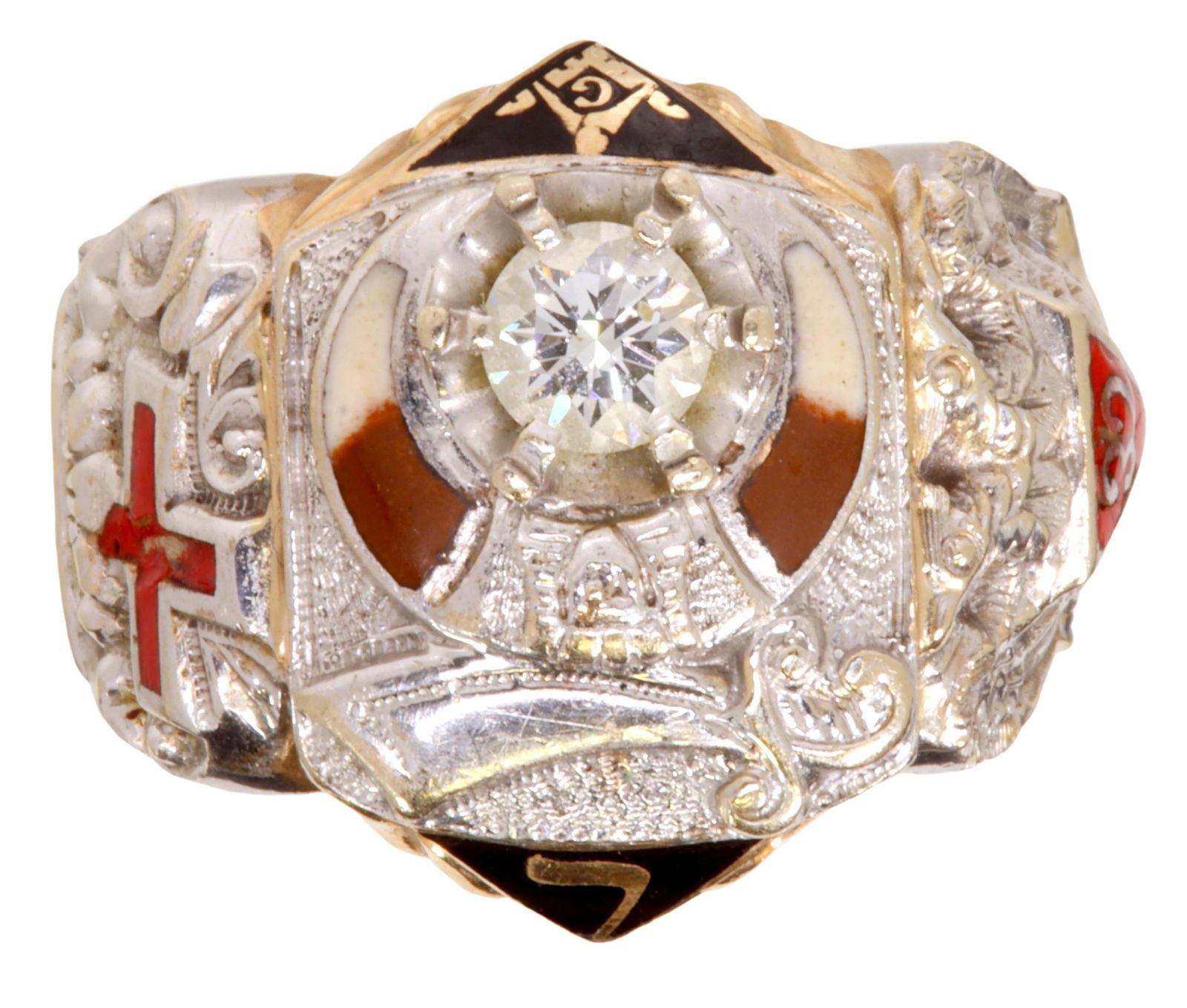 ESTATE 14KT GOLD 0.49CT DIAMOND SCOTTISH RITE RING (1 of 4)