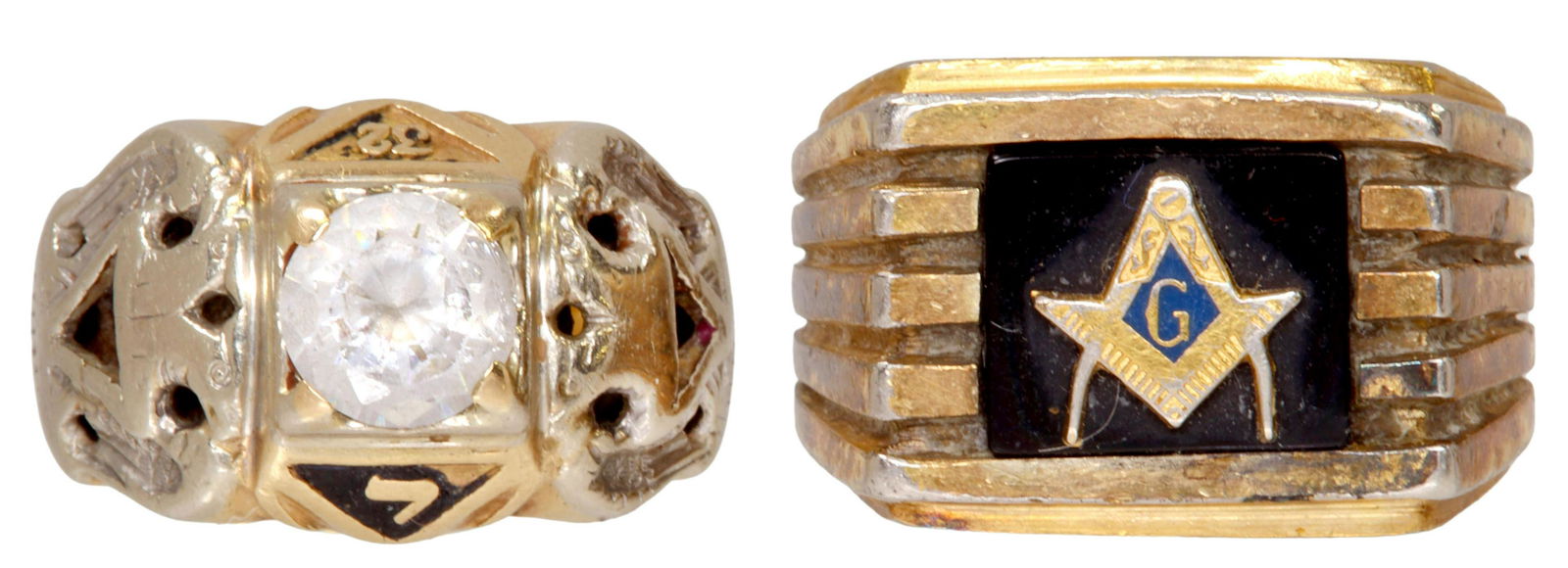 (2) SCOTTISH RITE & MASONIC RINGS, (1) 14KT GOLD (1 of 7)