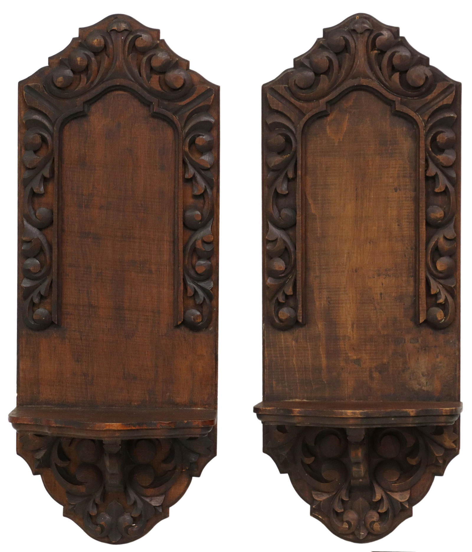 (2) CARVED WOOD FOLIATE WALL BRACKETS/ NICHES (1 of 3)
