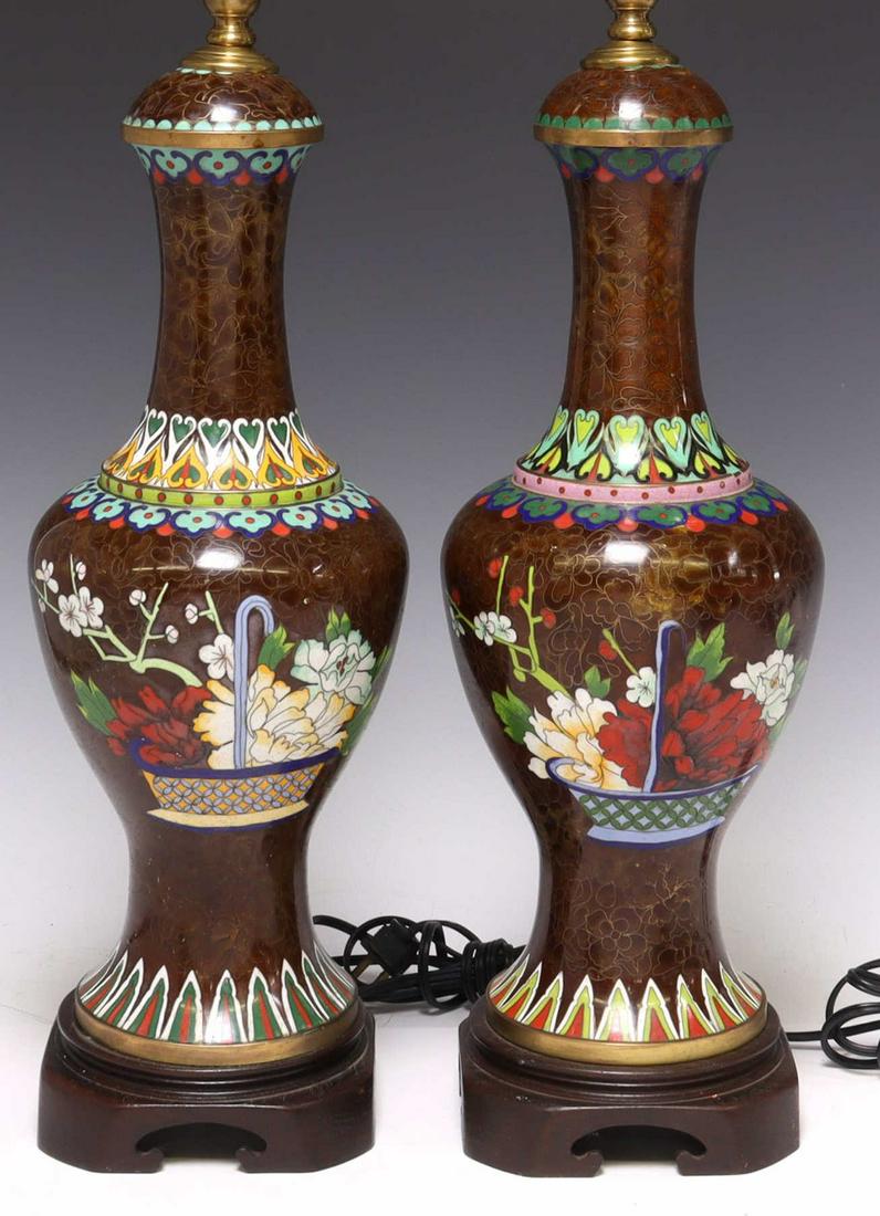 (2) CLOISONNE ENAMEL VASIFORM 1-LT TABLE LAMPS (1 of 4)