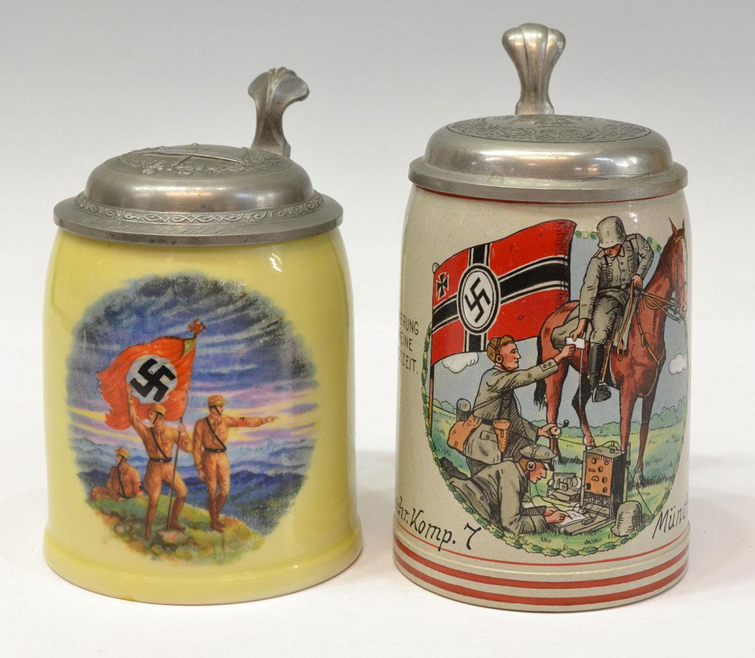 (2) GERMAN THIRD REICH MILITARY BEER STEINS, NAZI