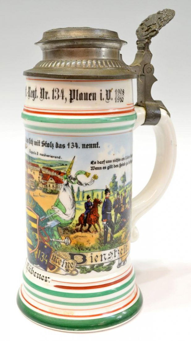 400 ANTIQUE GERMAN REGIMENTAL LITHOPHANE BEER STEIN Apr 29, 2012