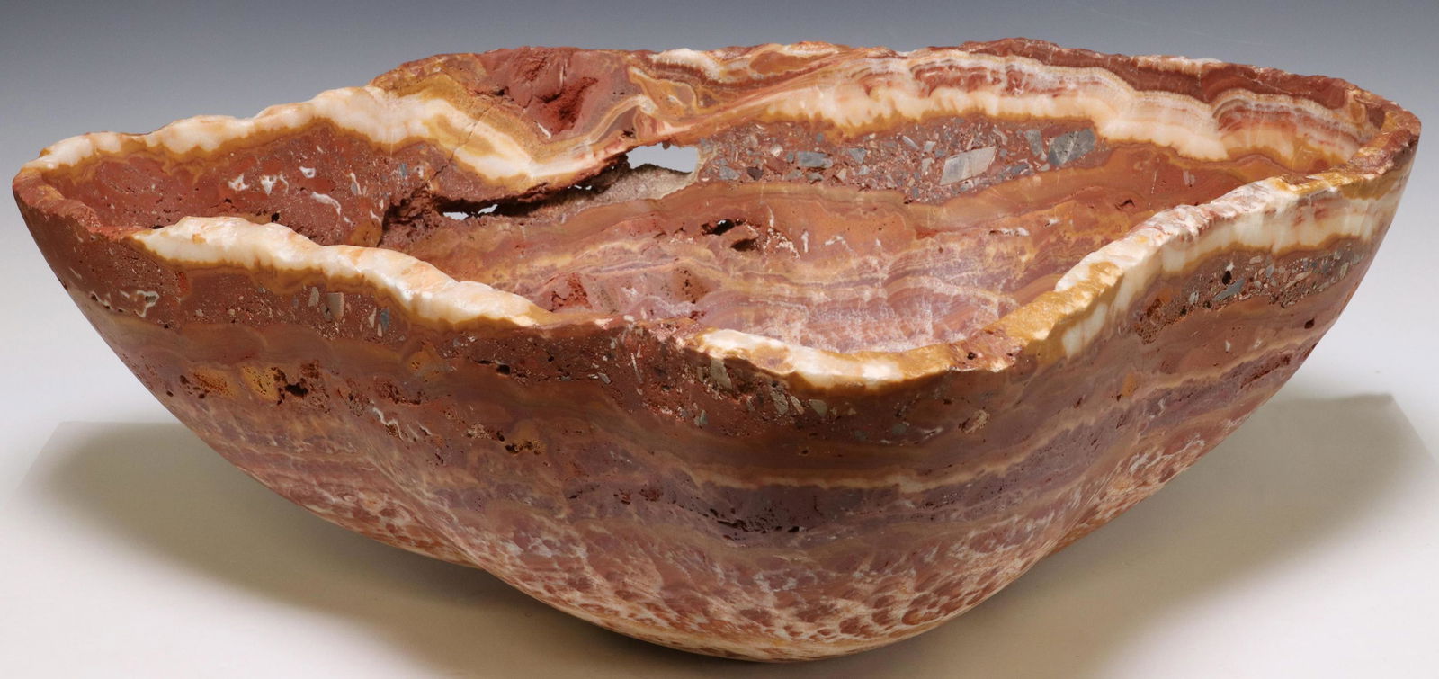 LARGE NATURAL-EDGE ONYX BOWL 9.5" X 26.75" X 21.5" (1 of 3)